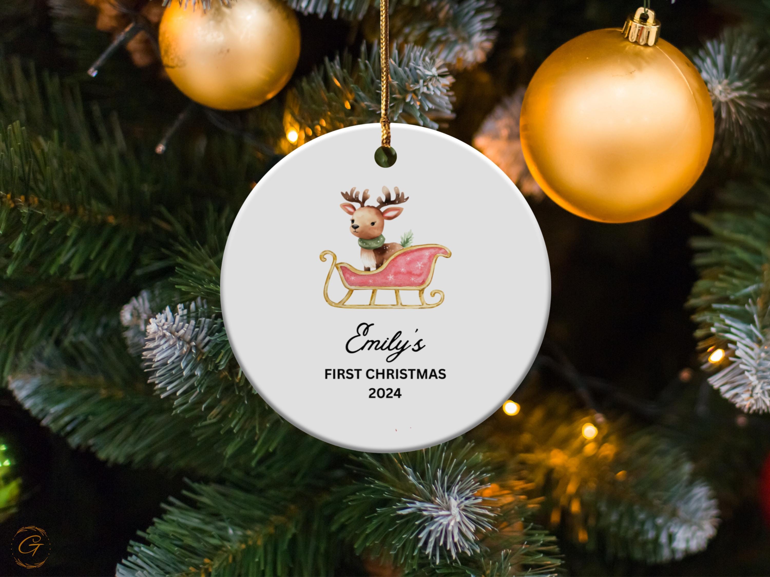 Custom Baby First Christmas Ornament 2024, Personalized Reindeer Christmas Ornament, Custom Baby Christmas Keepsake, Holiday Decoration Gift