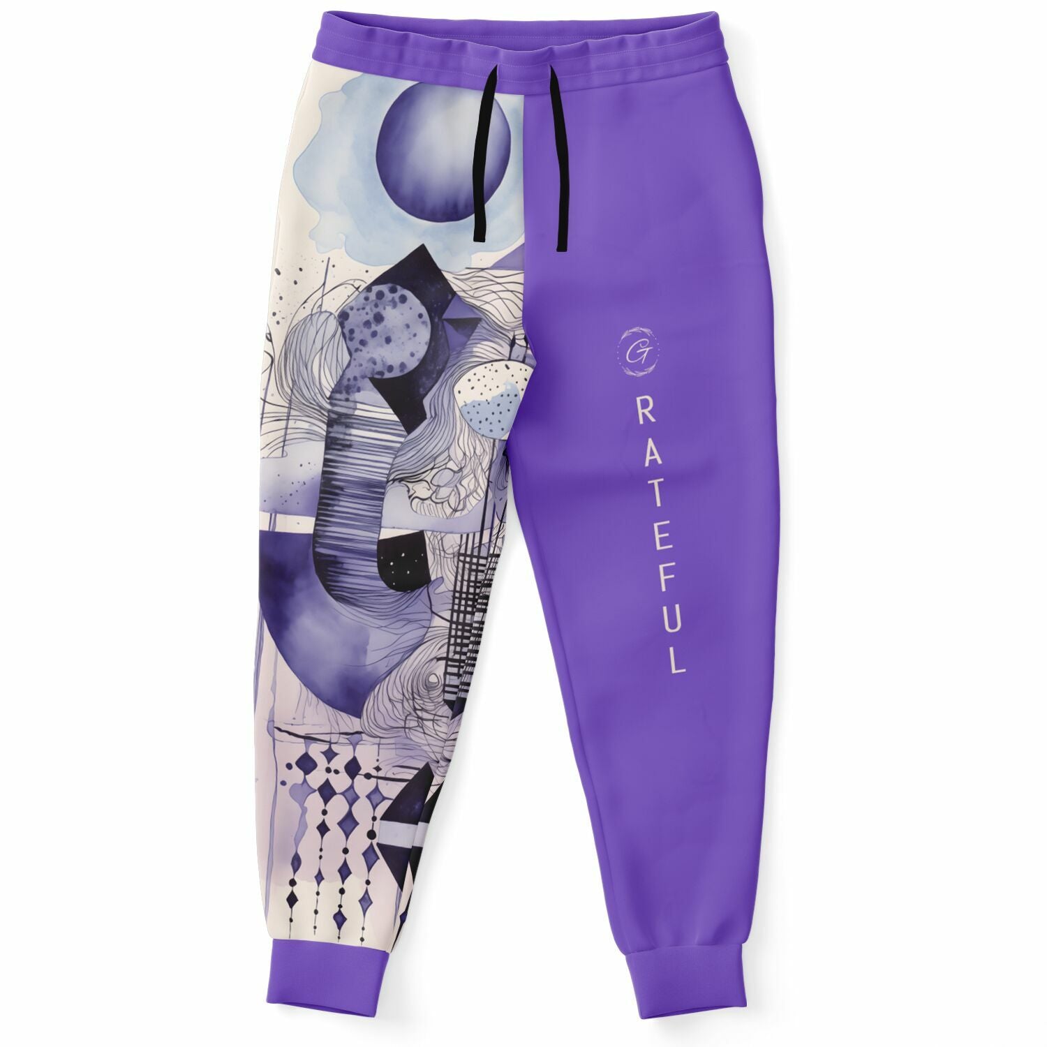 Abstract Purple Art Joggers – Trendy Watercolor Sweatpants for Men & Women