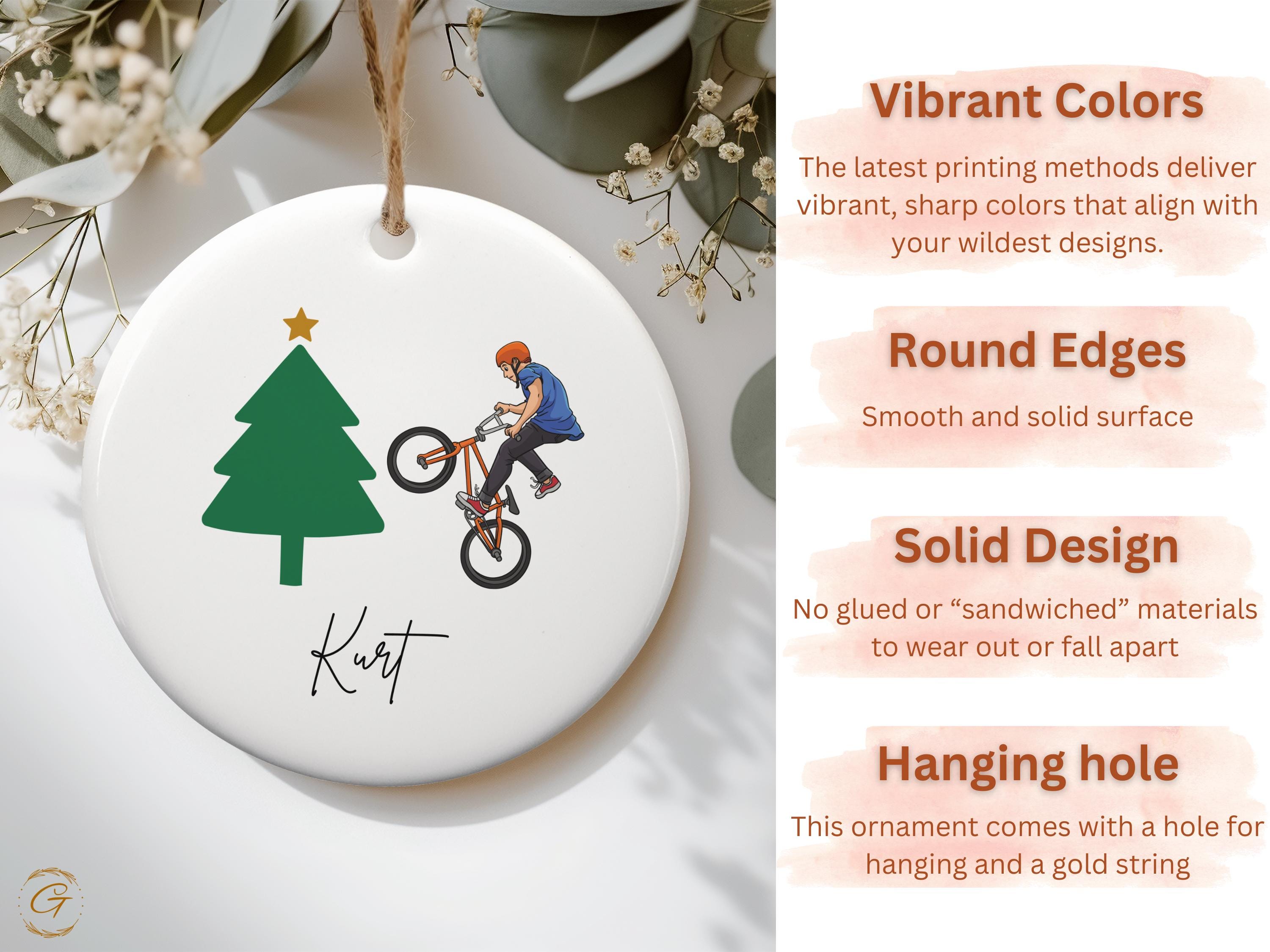Personalized Christmas Ornament with Biker Rider Design, Unique Holiday Tree Decoration, Perfect Gift for Cycling Enthusiast, Christmas Gift