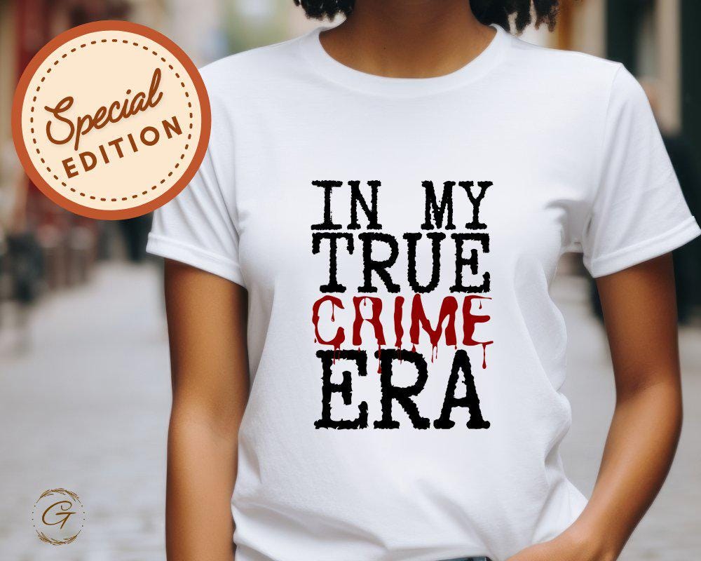 Graphic 'True Crime Era' T-Shirt, Trendy Graphic Tee