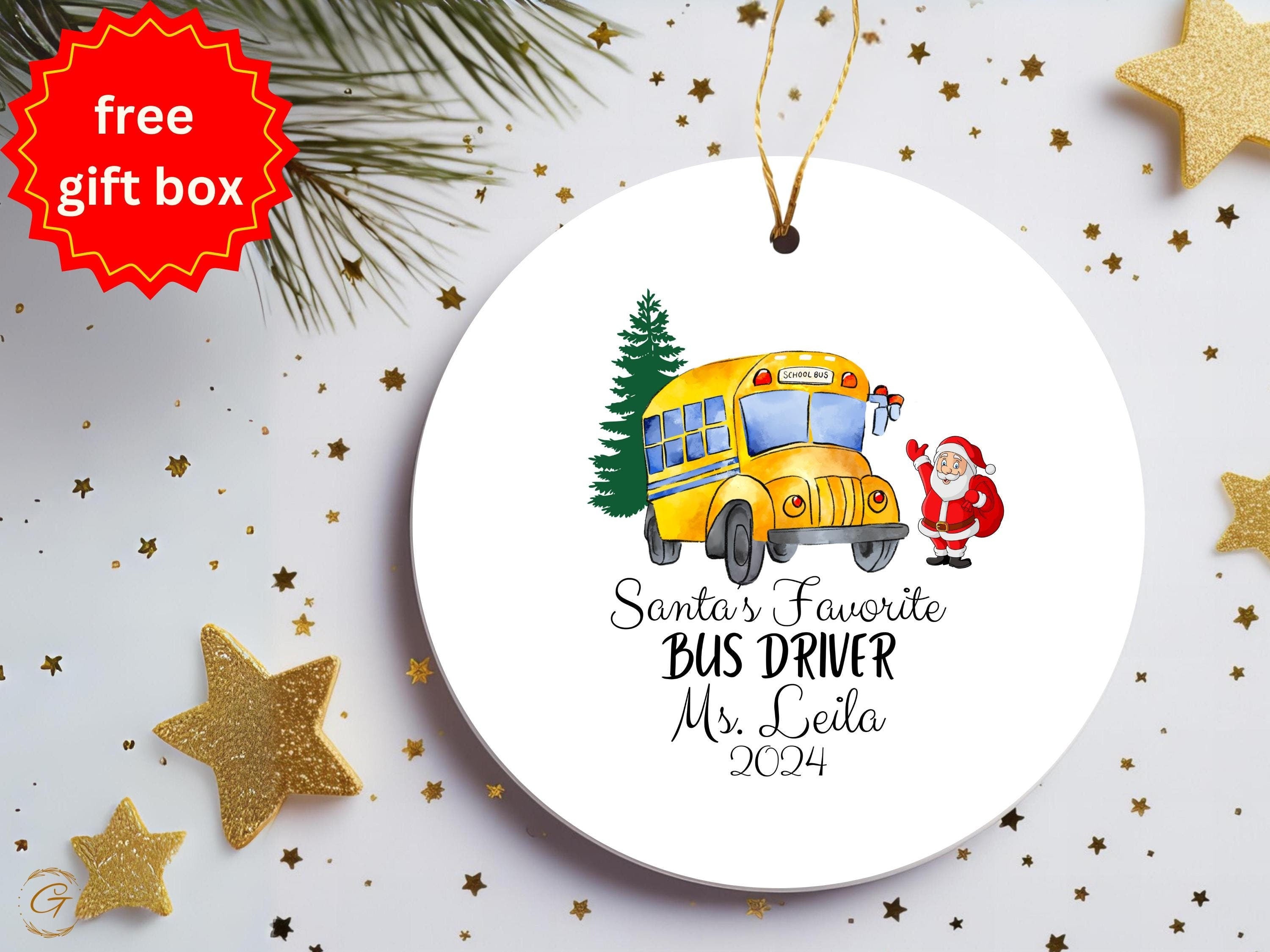 Personalized Christmas Ornament for Bus Drivers, Custom Santa's Favorite Bus Driver Ornament, Holiday Gift for Bus Drivers, Holiday Keepsake