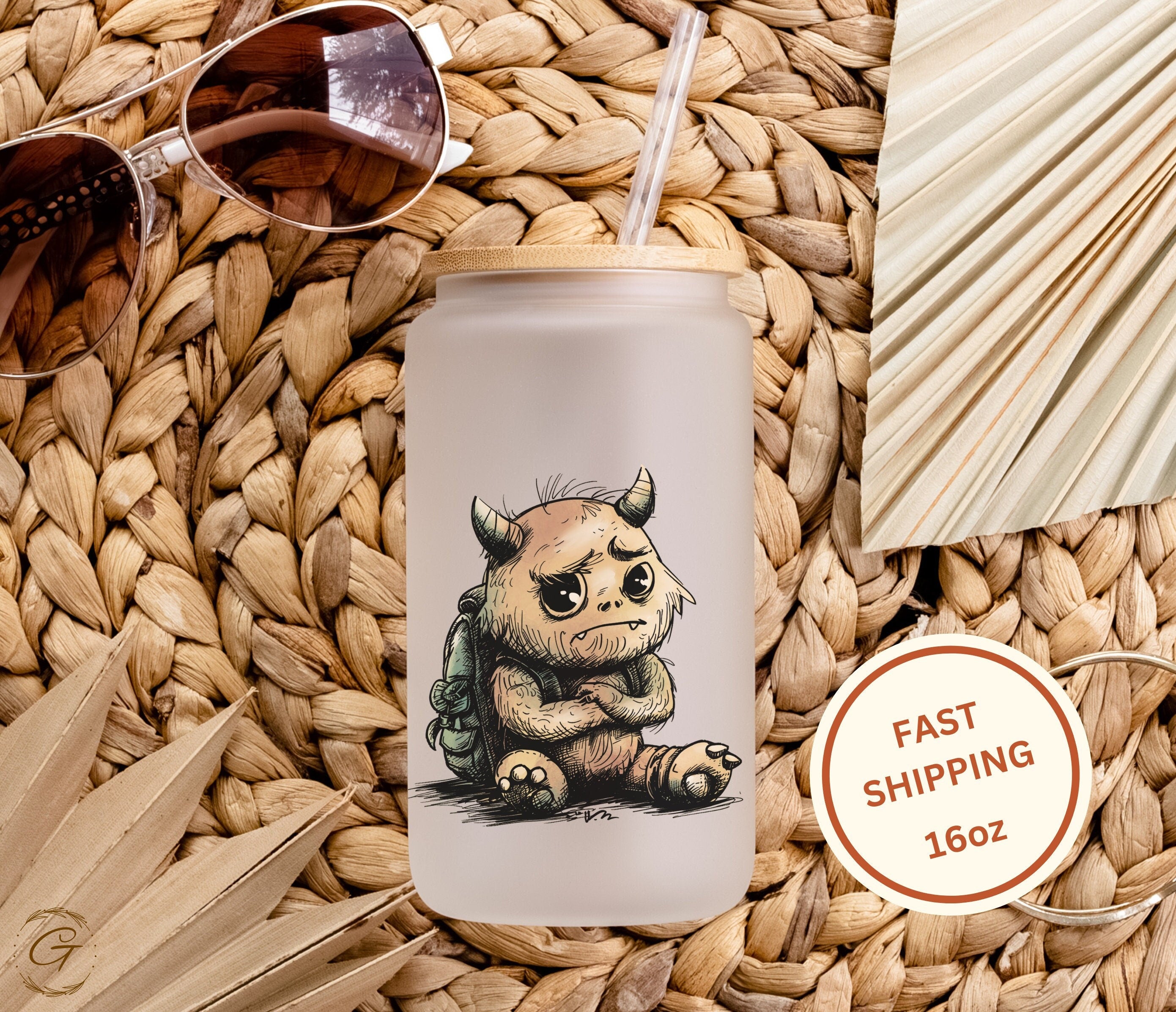 Cute Monster Design "Where Did Summer Go?" Frosted Glass Cup