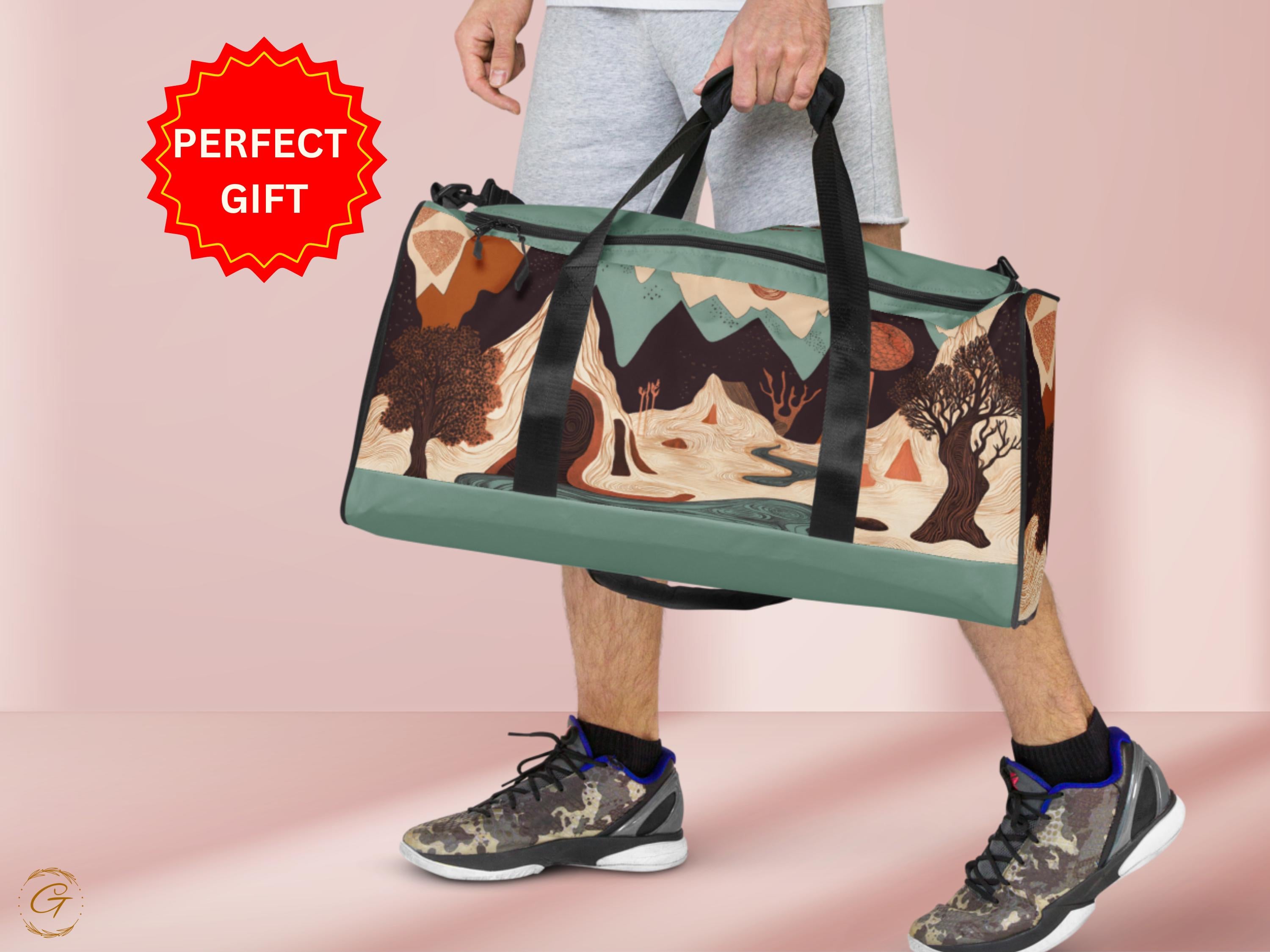 Abstract Nature AOP Design Duffel Bag - Stylish Gym, Travel, Sports, or Weekend Bag - Durable, Spacious, Lightweight, Trendy Floral Art Bags