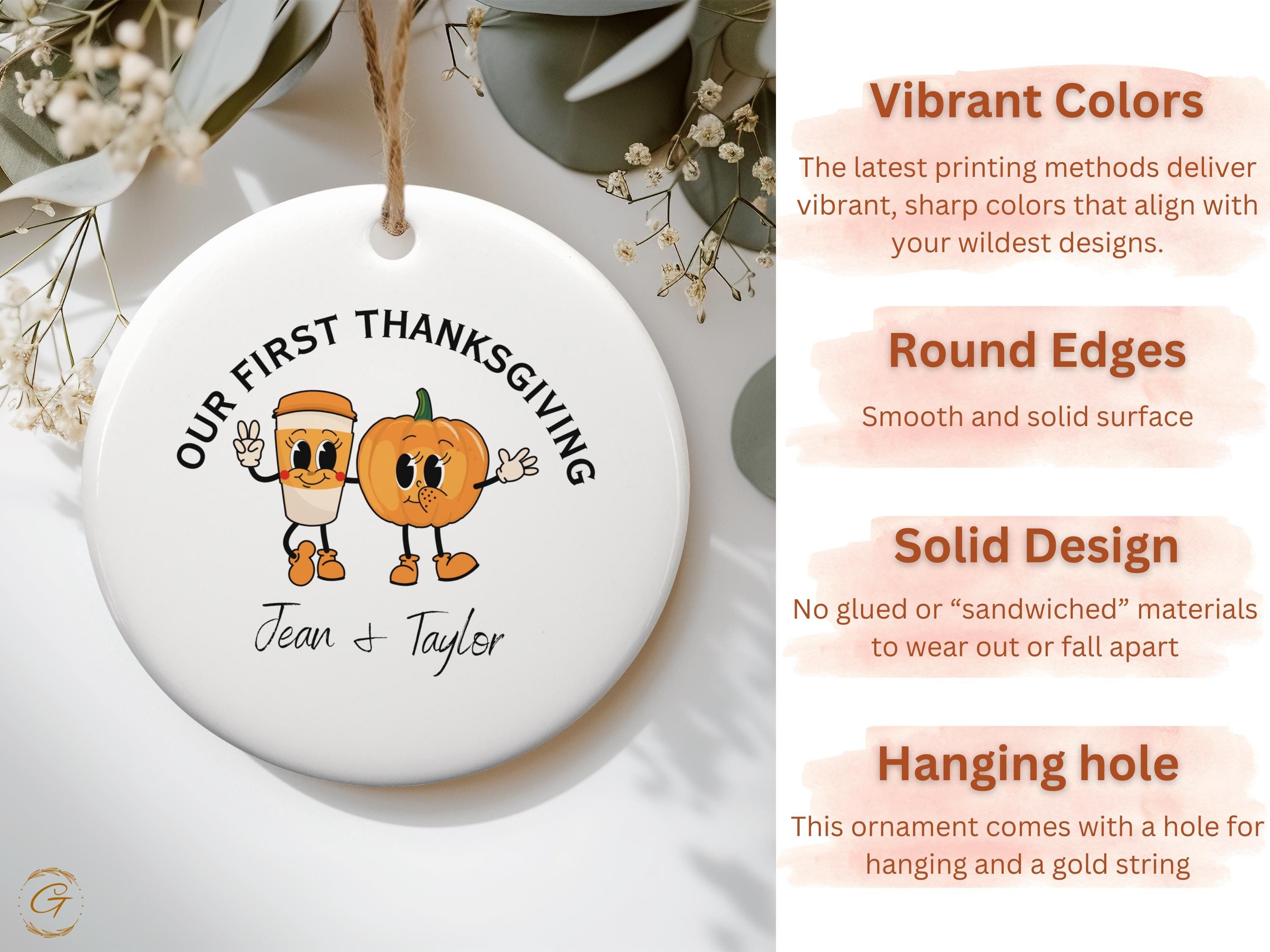 Couple's First Thanksgiving Ornament, Cute Coffee Pumpkin