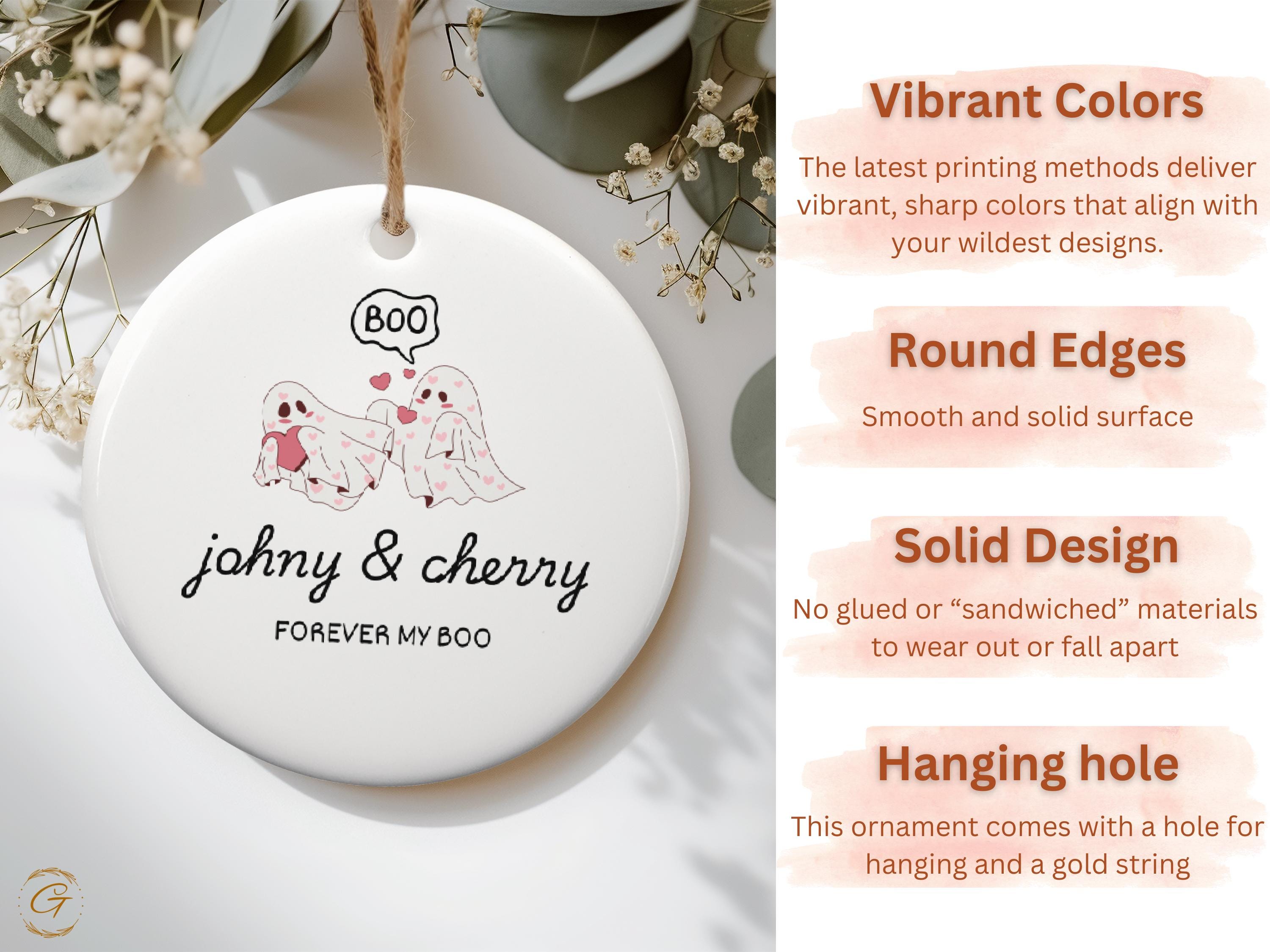 Personalize Cute Ghost Couple Ornament, Halloween Love Decor, Couple Cute Ornament, Spooky Romance Holiday Keepsake, Spooky Romance Ornament