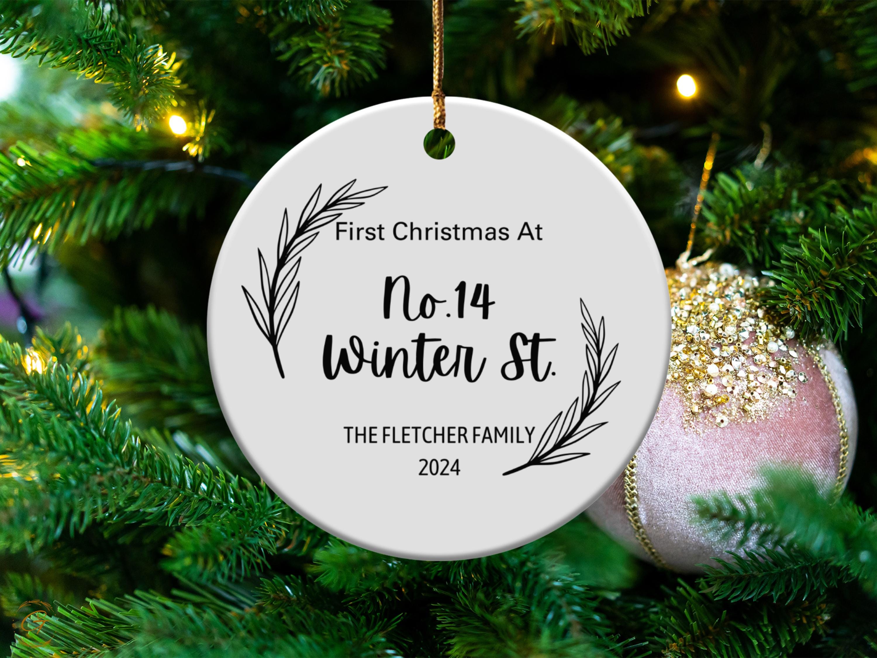 Personalized First Christmas Ornaments, Custom Address Family Name Holiday Keepsake Gifts, Personalized Winter Street Decoration Ideal Gifts