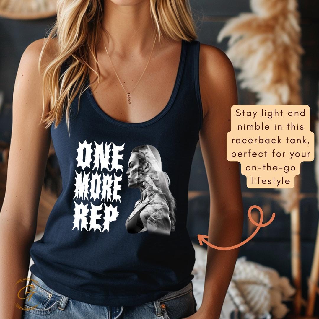 One More Rep Motivational Tank Top – Inspirational Fitness Shirt for Gym Workouts