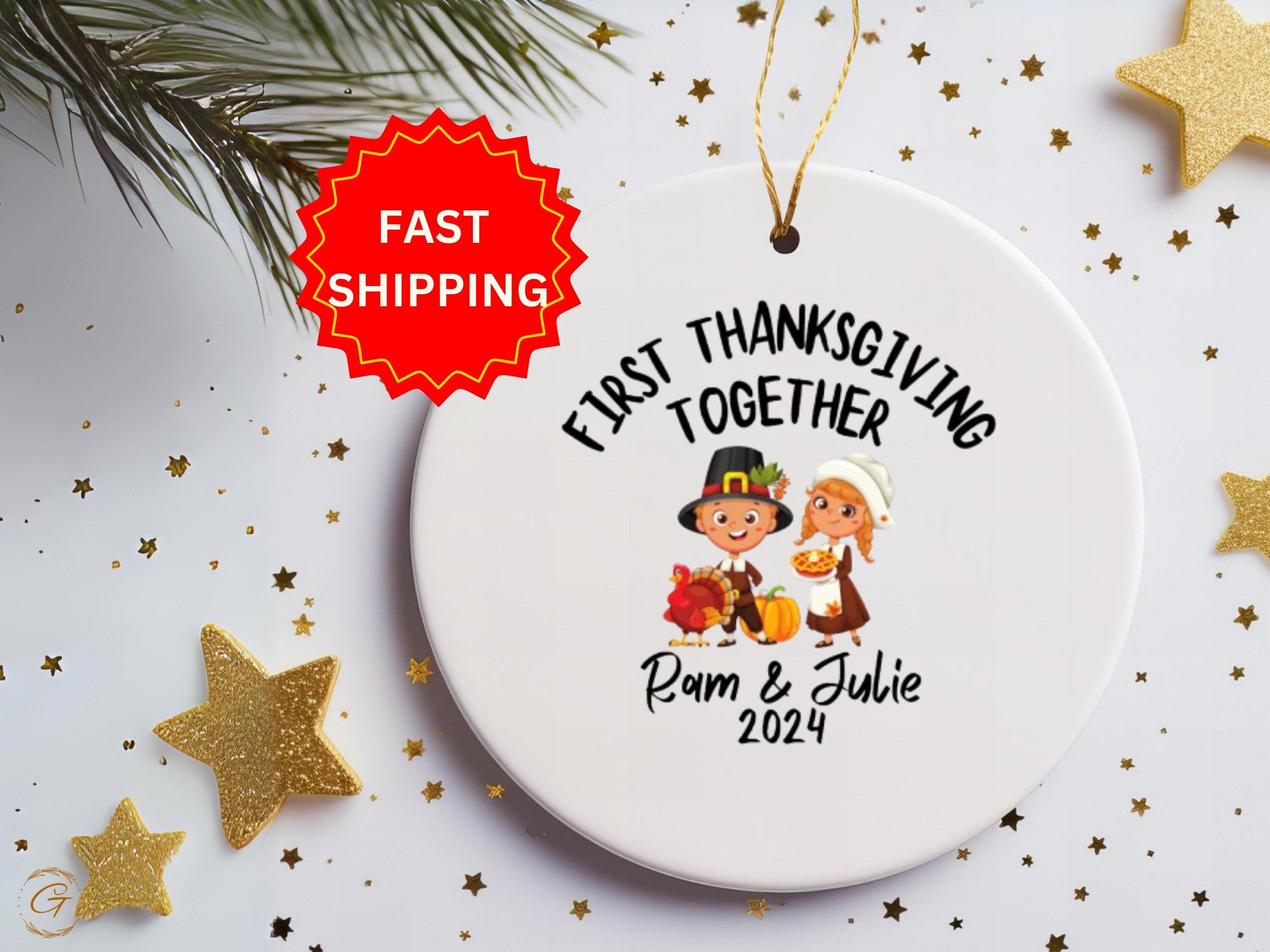 Personalized First Thanksgiving Together Ornaments, Personalized Family Holiday Keepsakes, Custom Thanksgiving Ornaments, First Thanksgiving