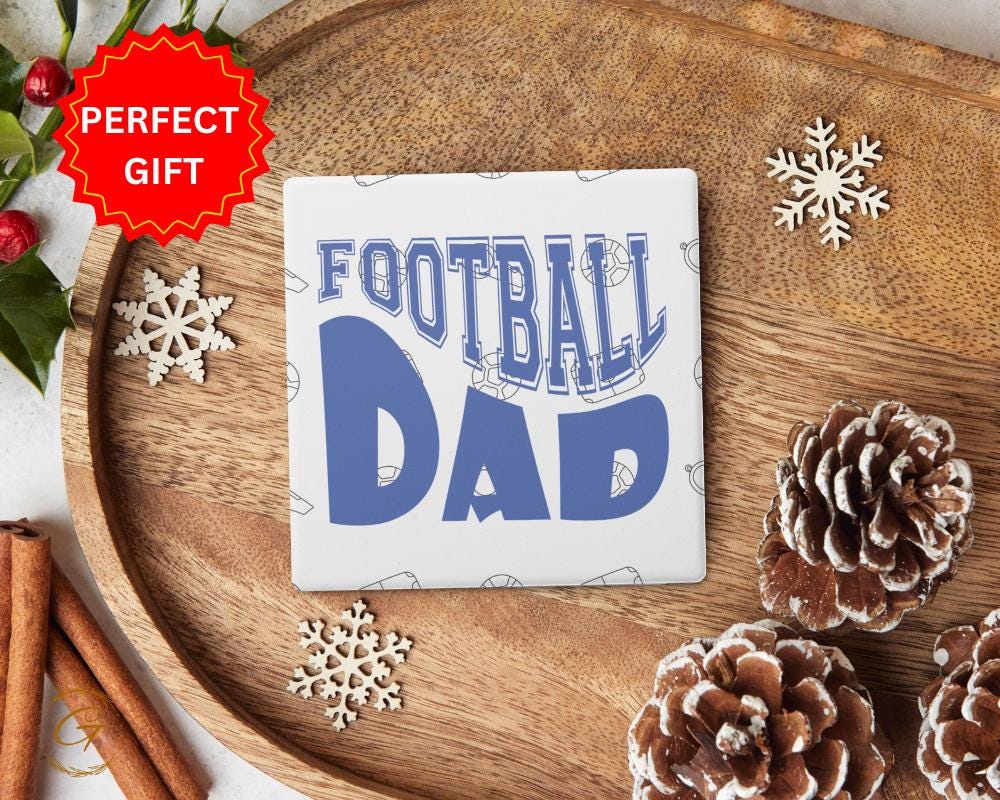 Football Dad Square Soapstone Coasters with Cork Backing