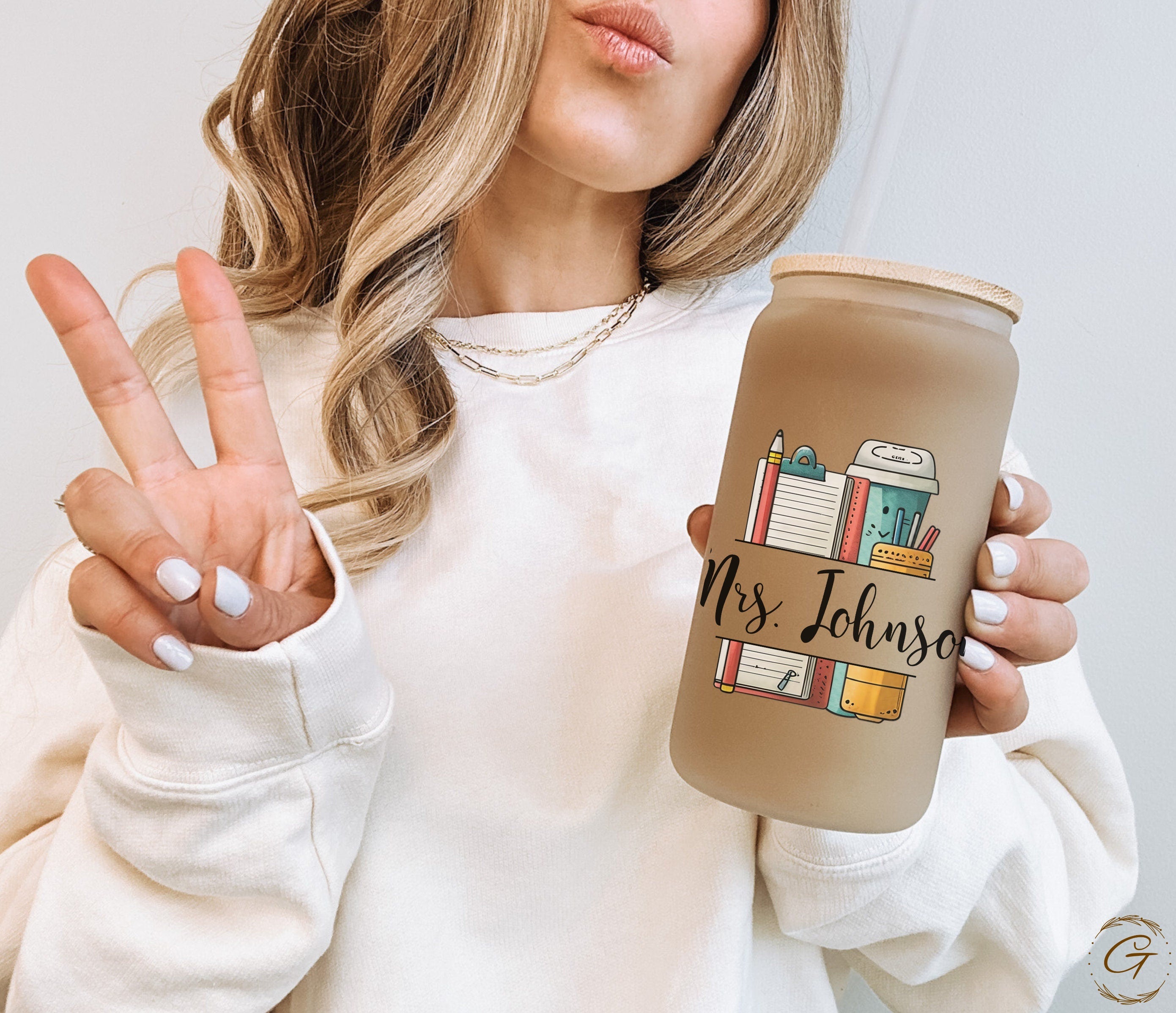 Teacher Appreciation Frosted Glass Cup