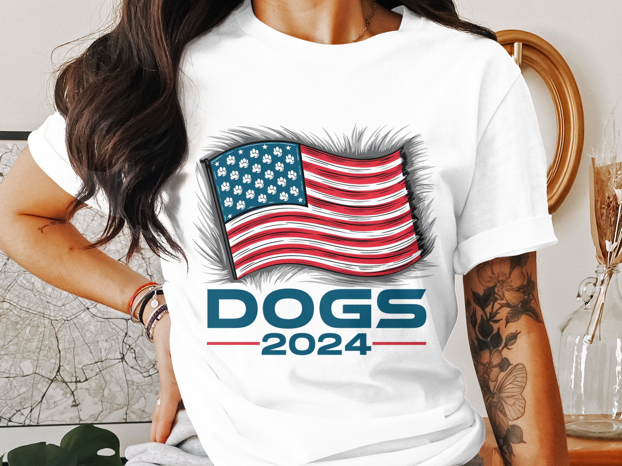 USA Flag Dogs T-Shirt - Patriotic Dog Lover 4th of July Tee