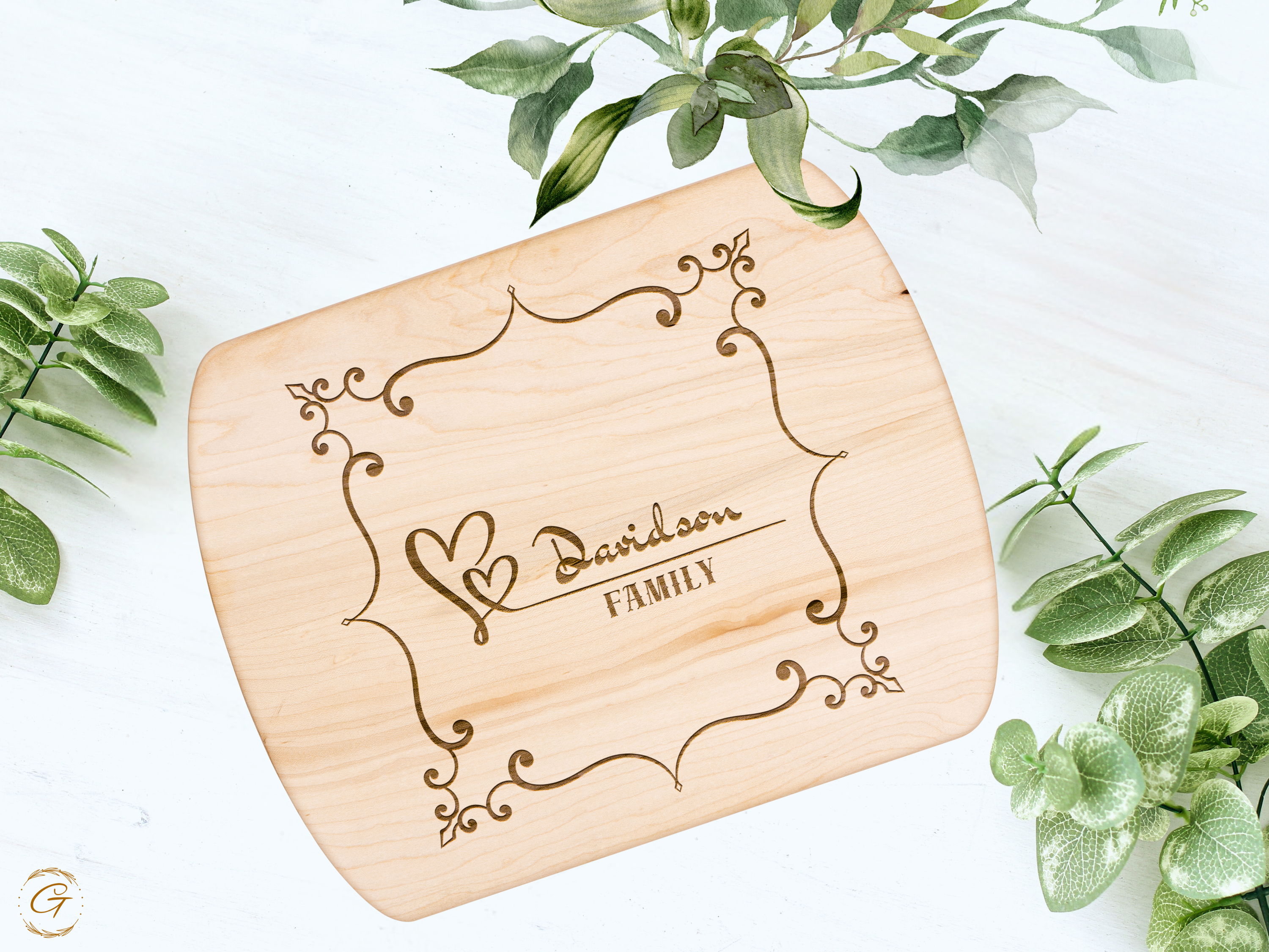 Personalized Hardwood Oval Cutting Board with Family Name