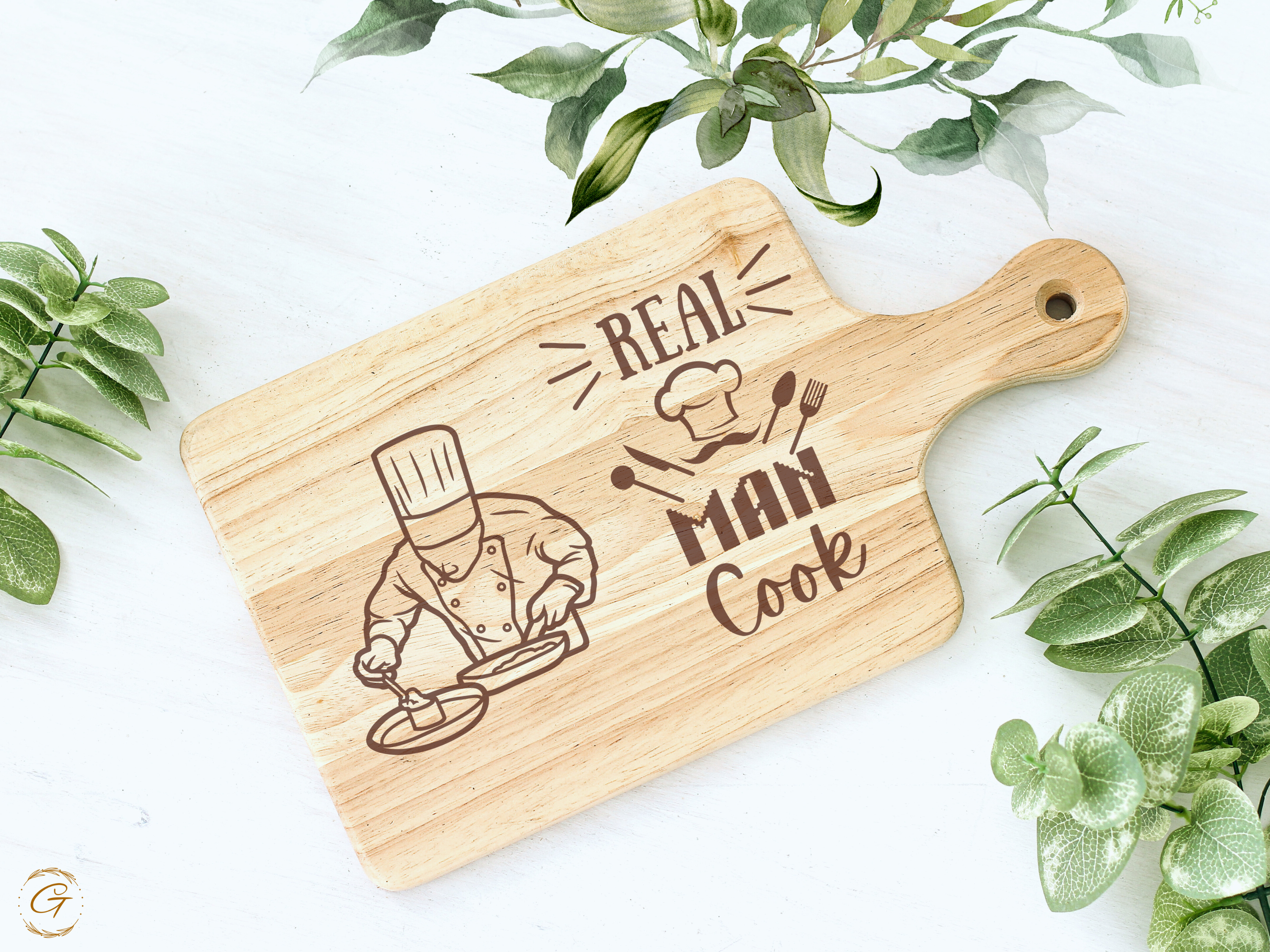 Real Men Cook Hardwood Cutting Board