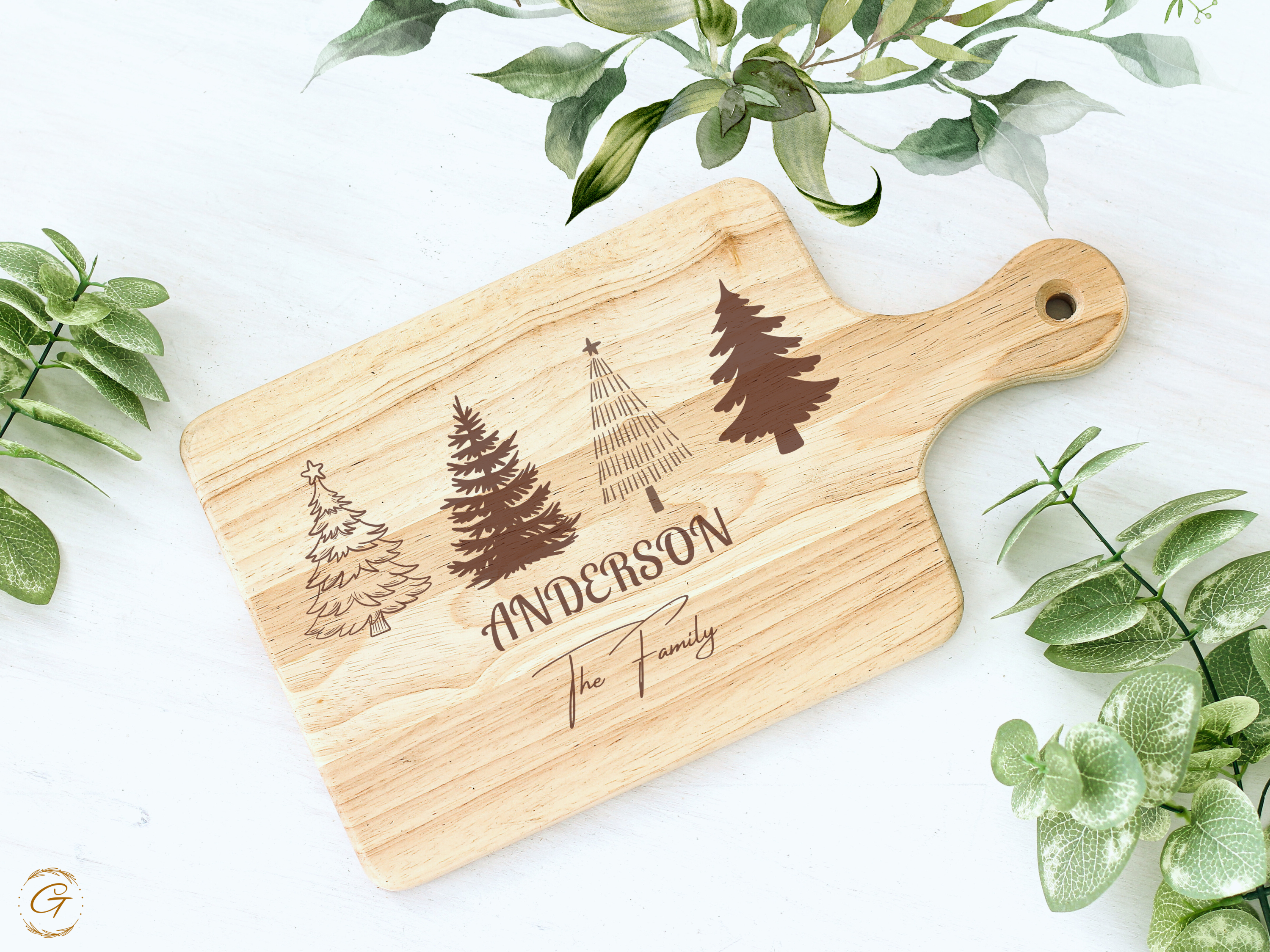 Personalized Christmas Tree Cutting Board with Family Names
