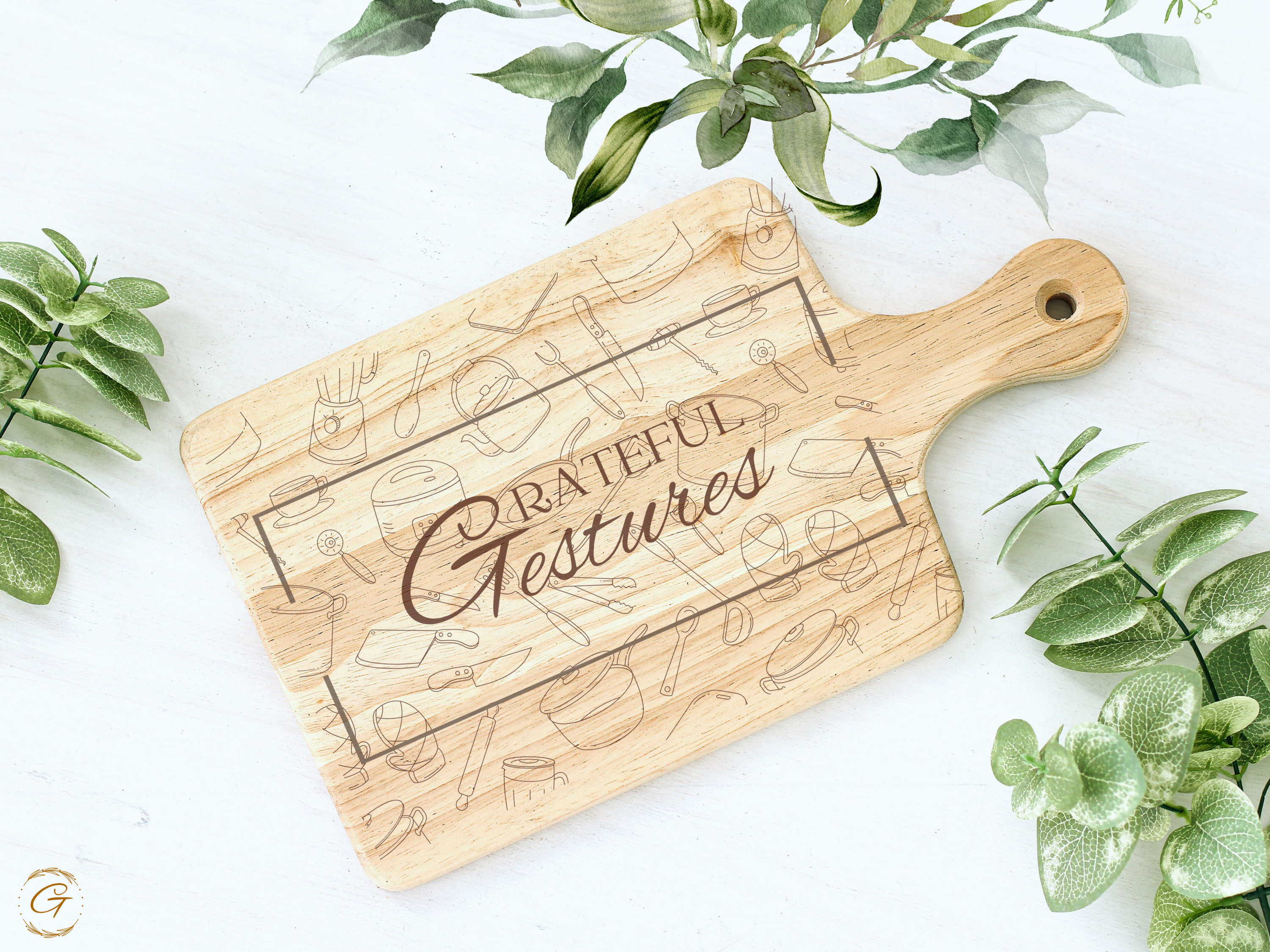 Grateful Gestures Hardwood Cutting Board