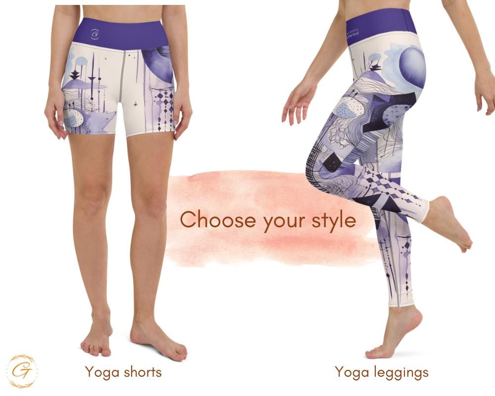 Quantum Pastel AOP Design Yoga Shorts and Leggings Comfortable Womens Activewear Perfect for Workouts Yoga and Everyday Wear Stretchy Fabric