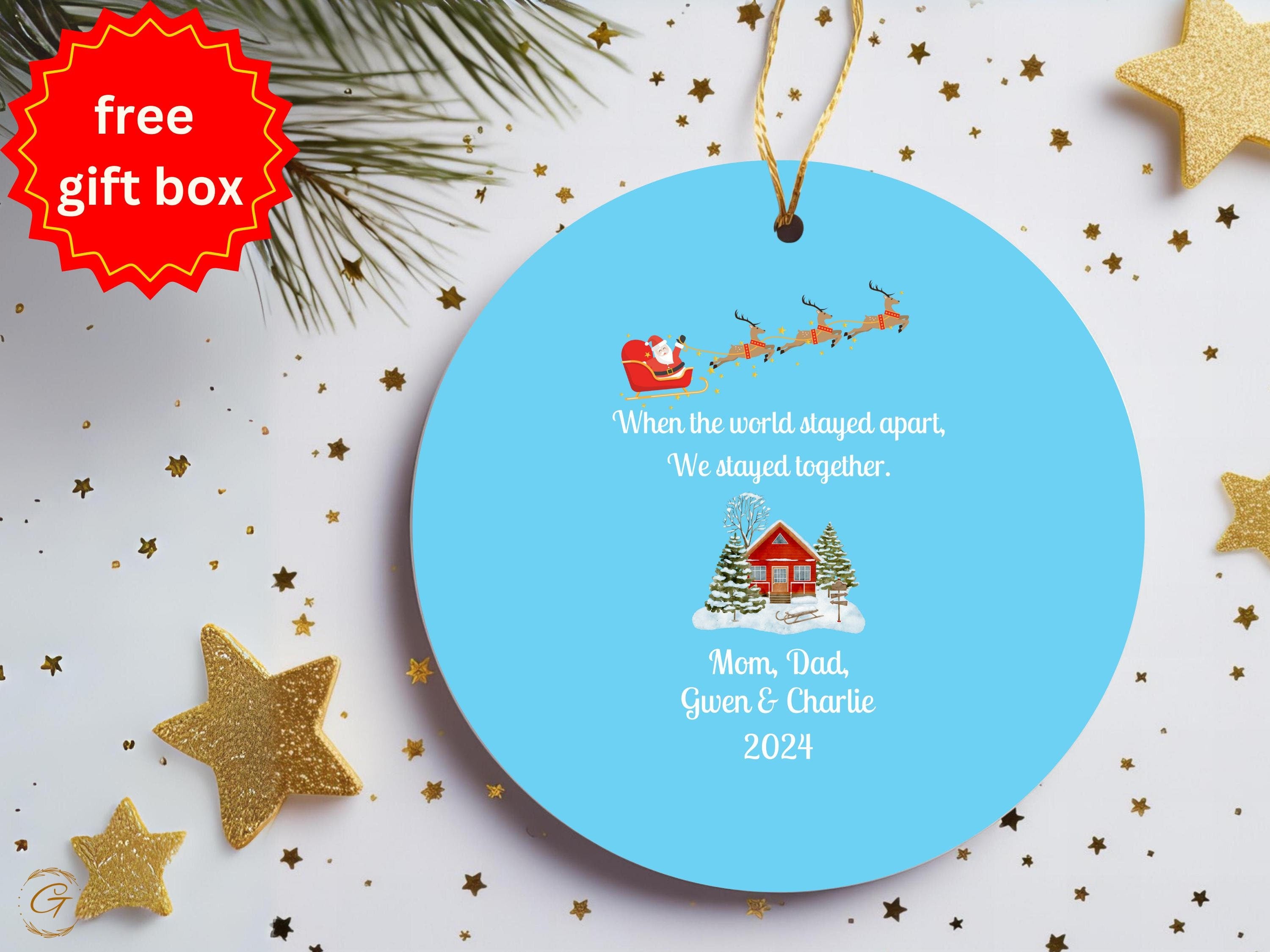 Personalized Family Christmas Ornament 2024, Santa Sleigh Holiday Decoration, Customizable Keepsake with Fam Names, Unique Gift for Holidays