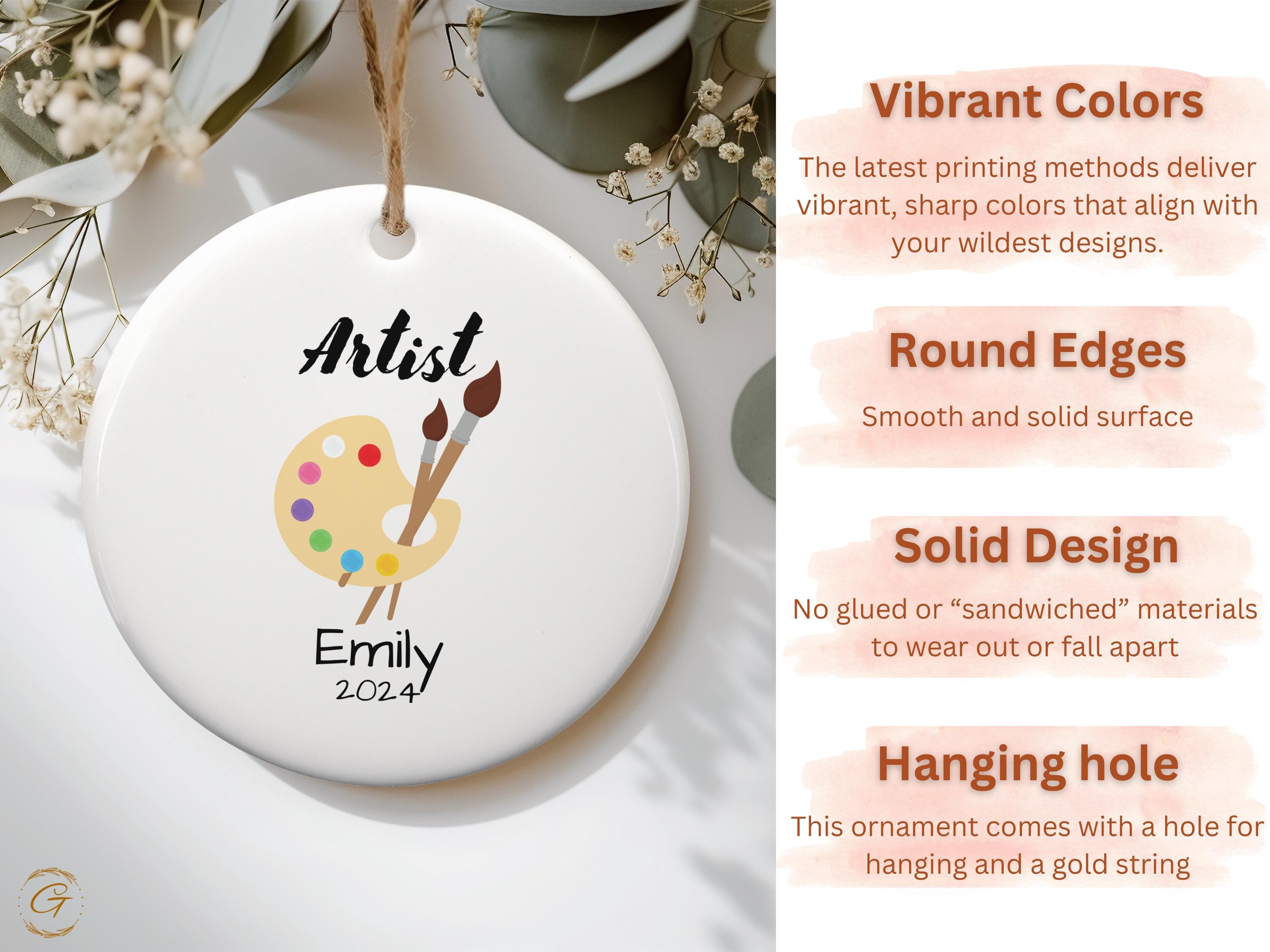 Personalized Artist Ornament 2024, Custom Name Art Palette Christmas Ornament, Unique Gift for Art Students & Teacher, Ideal Gift for Artist