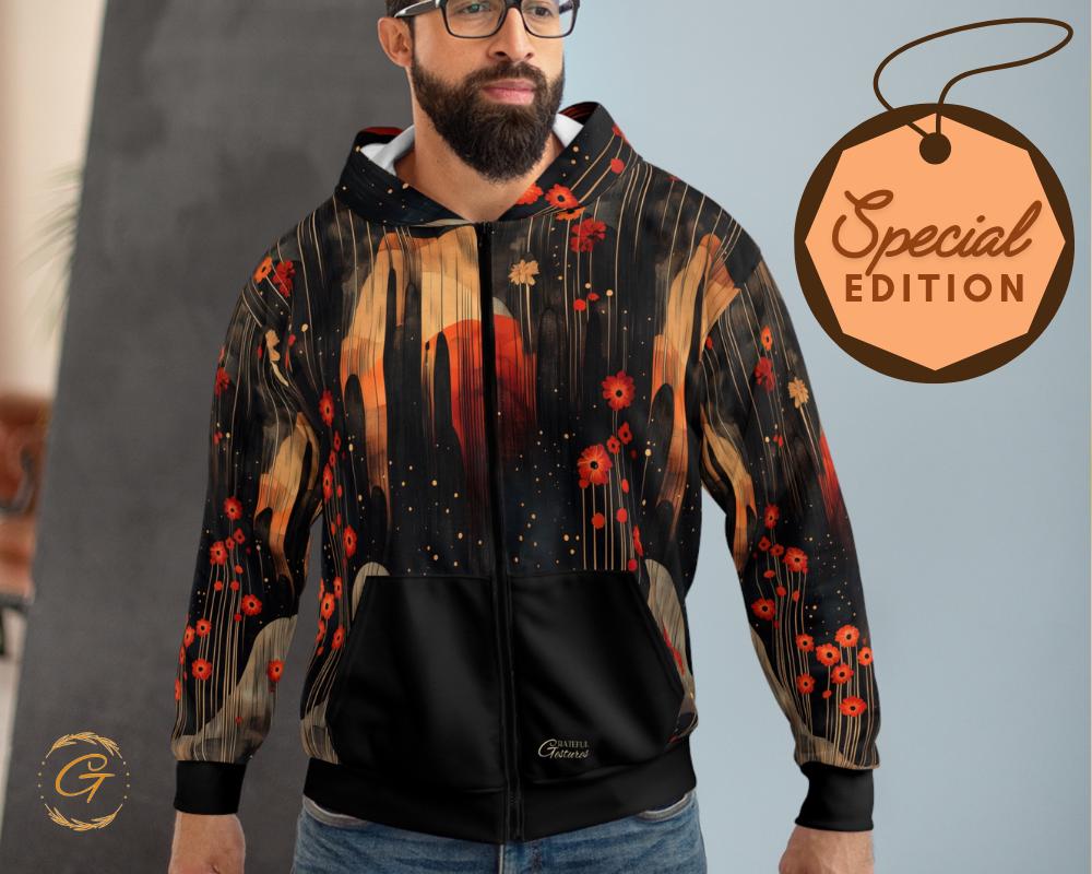 Quantum Nature Black Design Unisex Zip Hoodie All-Over Print
