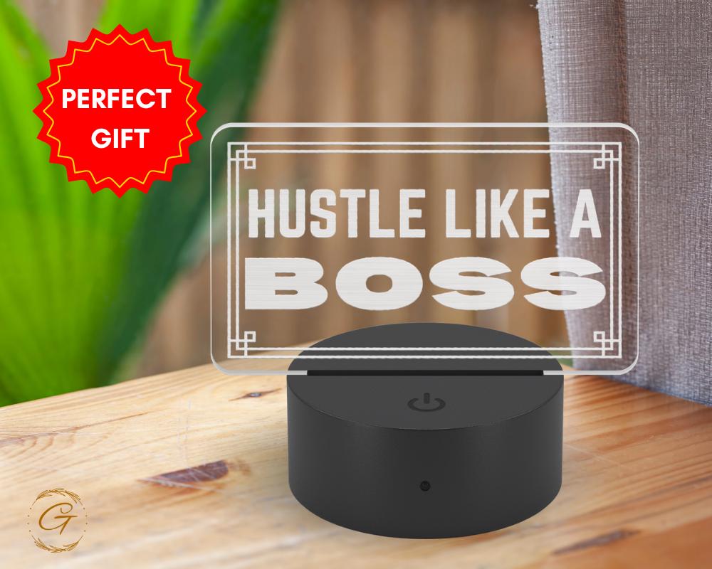 Hustle Like A Boss Name Plate Acrylic LED Sign
