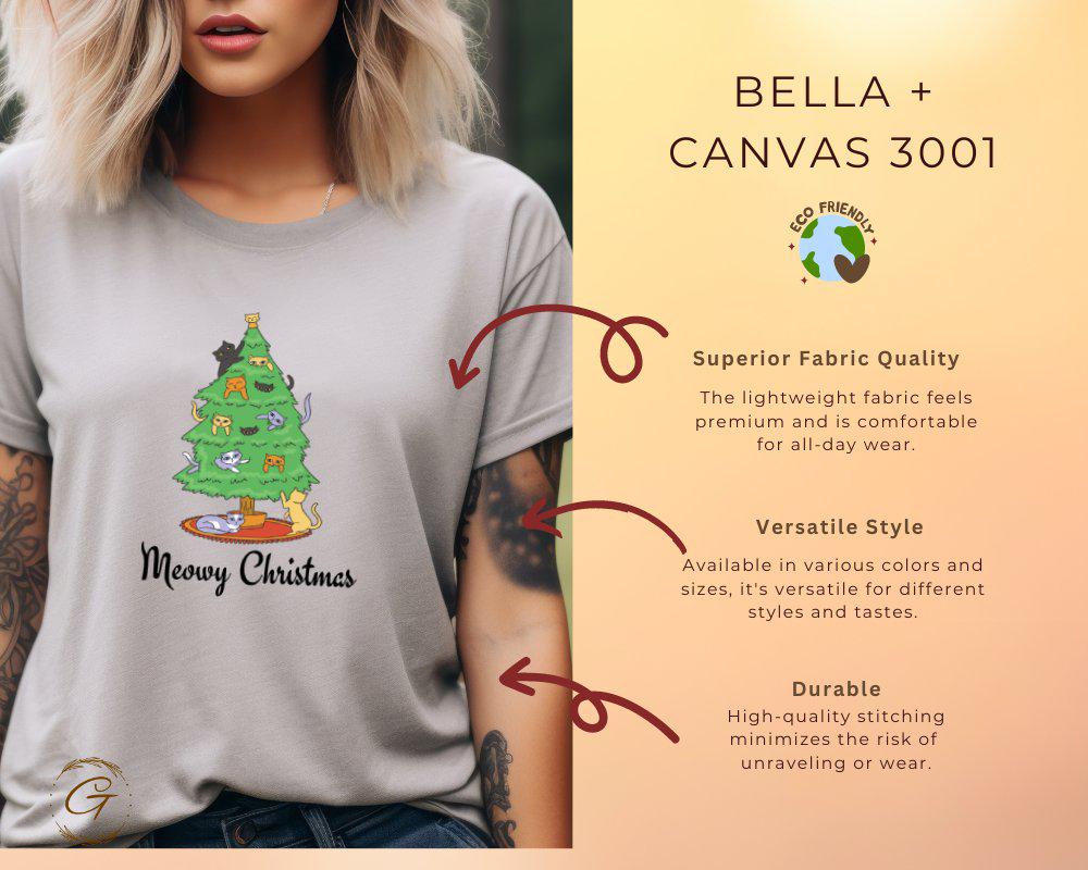 Christmas Tee, Cute Meowy Christmas Cat Tree Shirt