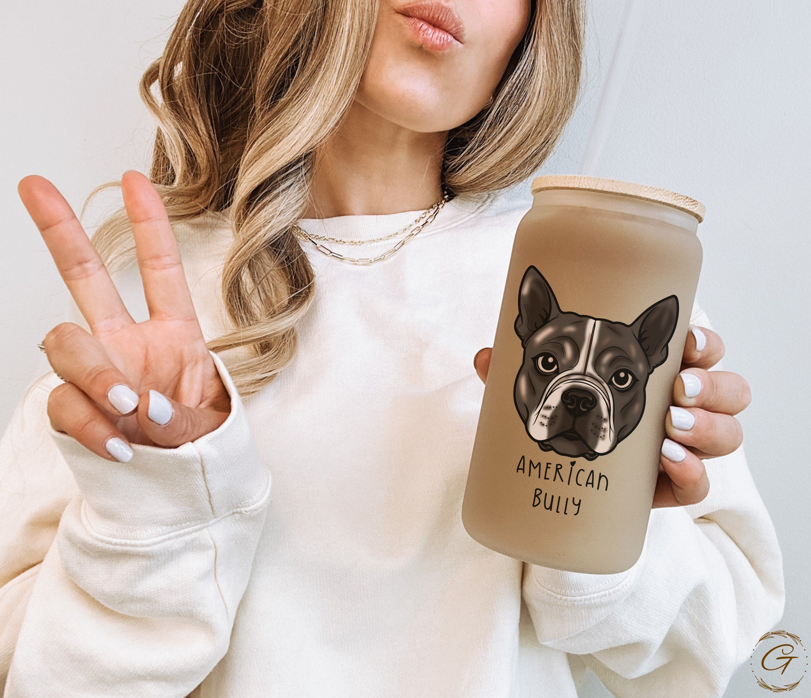 Personalized Dog American Bully Tumbler Frosted Glass With Personalized Name