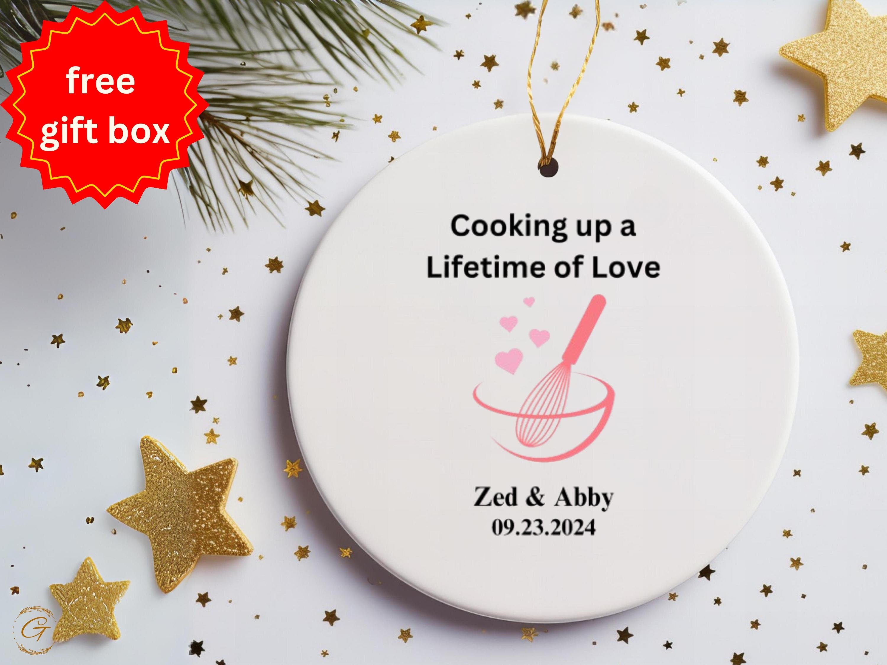 Personalized Newlywed Couple Love Ornament, Wedding Keepsake, Personalize Kitchen Gift, Anniversary Decoration, Custom Wedding Date Ornament