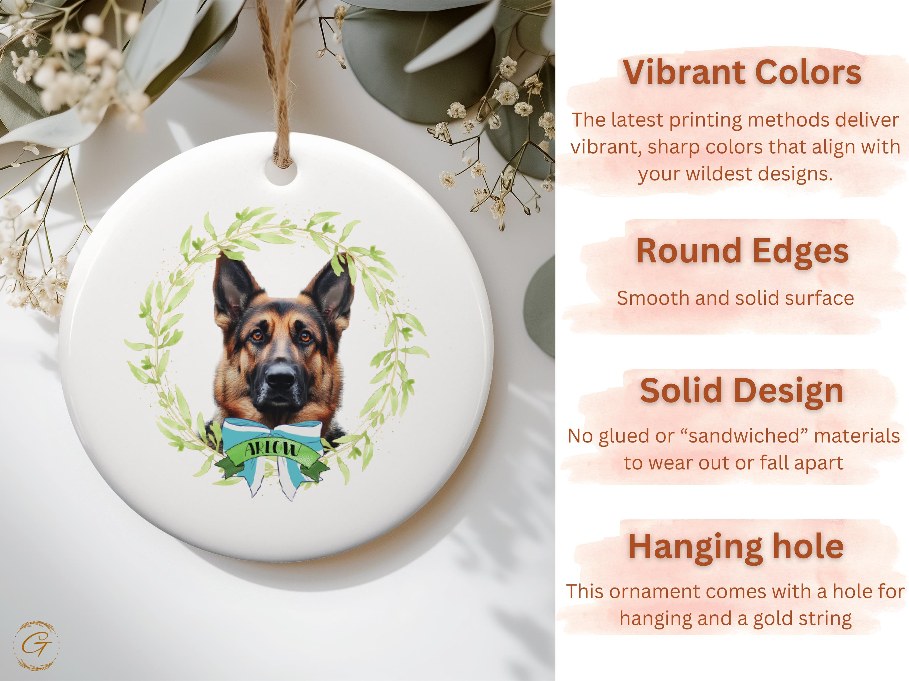 German Shepherd Dog Ornament, Personalized Pet Keepsake