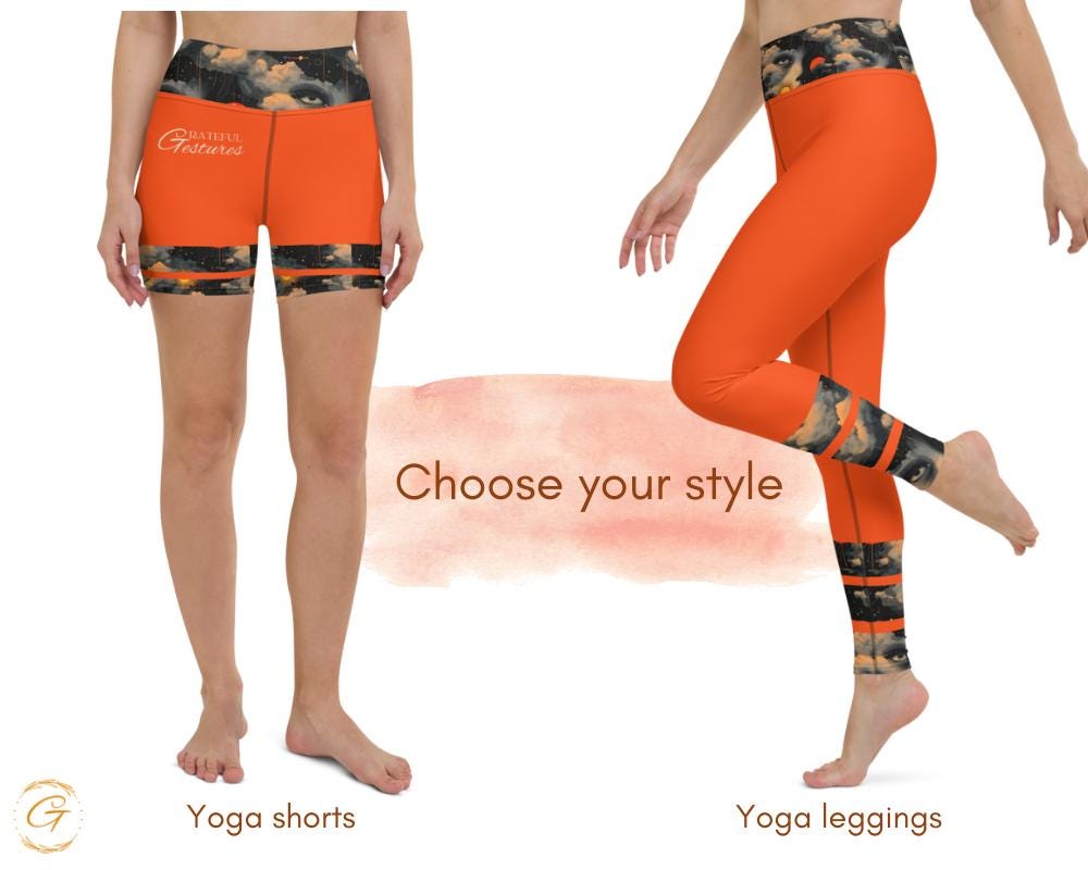 Quantum Clouds AOP Yoga Leggings and Shorts, Stylish Activewear for Women, High-Stretch Comfortable Perfect for Yoga Fitness and Casual Wear