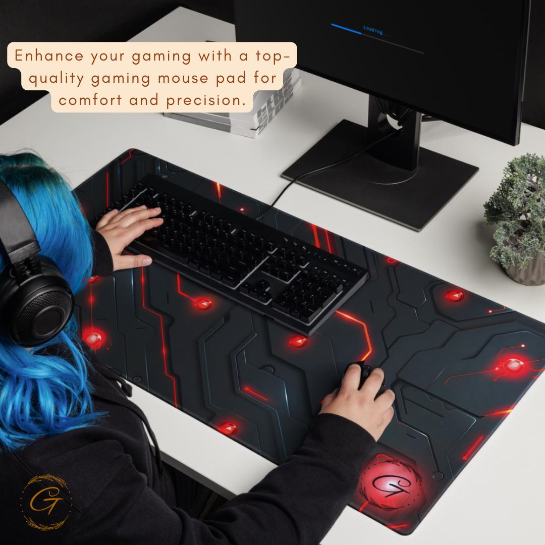 Circuit Red Color Design Gaming Mouse Pad for Gamers Non-Slip Base Large Mouse Pad for Desk Setup High-Performance Desk Mat Cool Tech Design