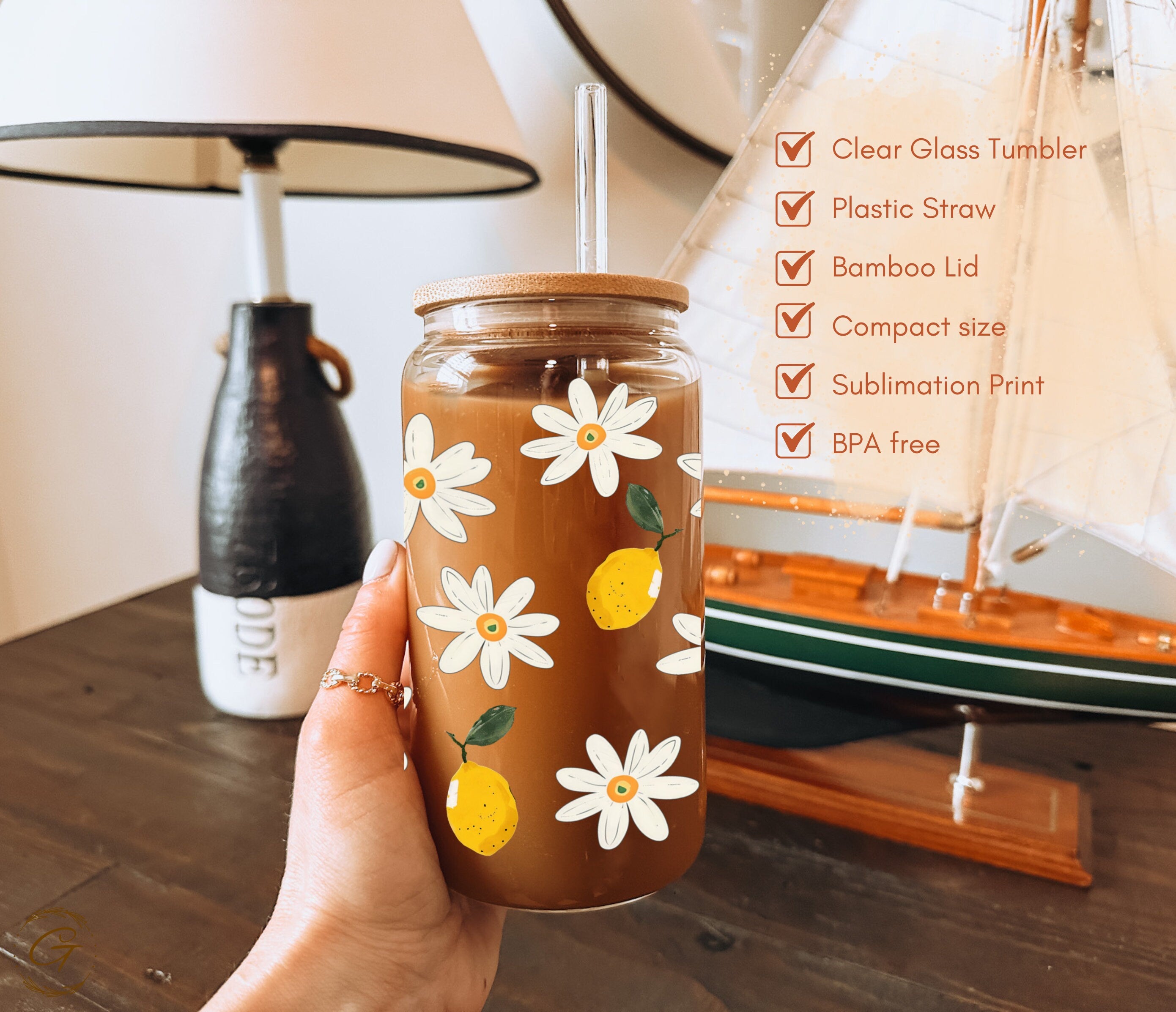 Cute Daisy and Lemon Pattern Tumbler