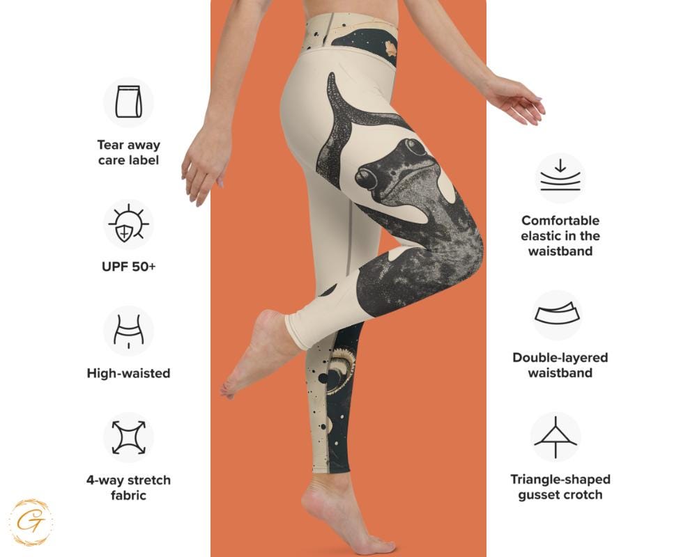 Abstract Beige Splatter AOP Yoga Leggings and Shorts | Unique AOP High-Waisted Activewear | Comfortable Gym Yoga Legging & Shorts for Women