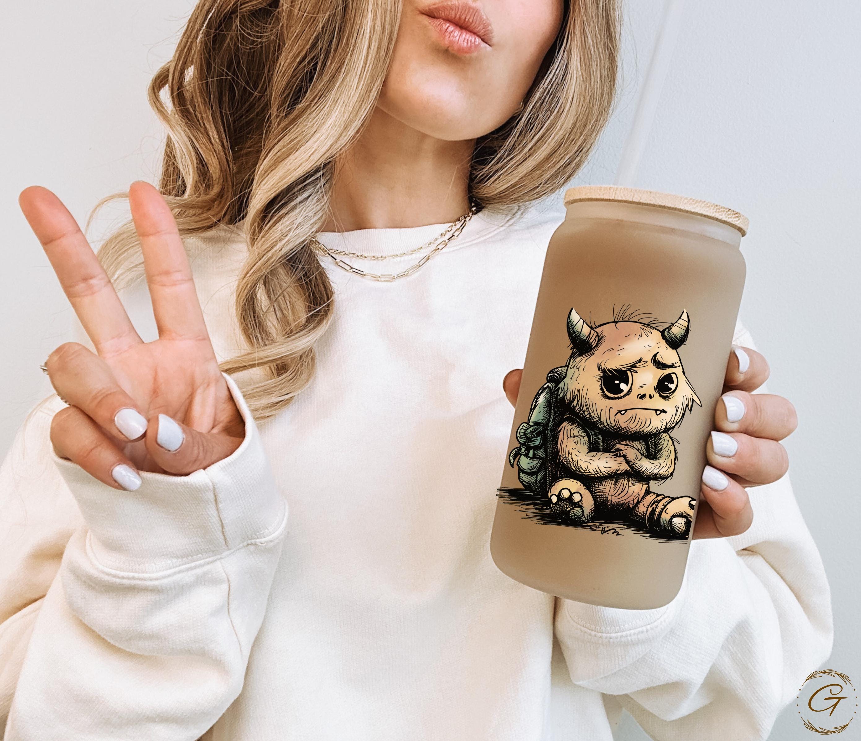 Cute Monster Design "Where Did Summer Go?" Frosted Glass Cup
