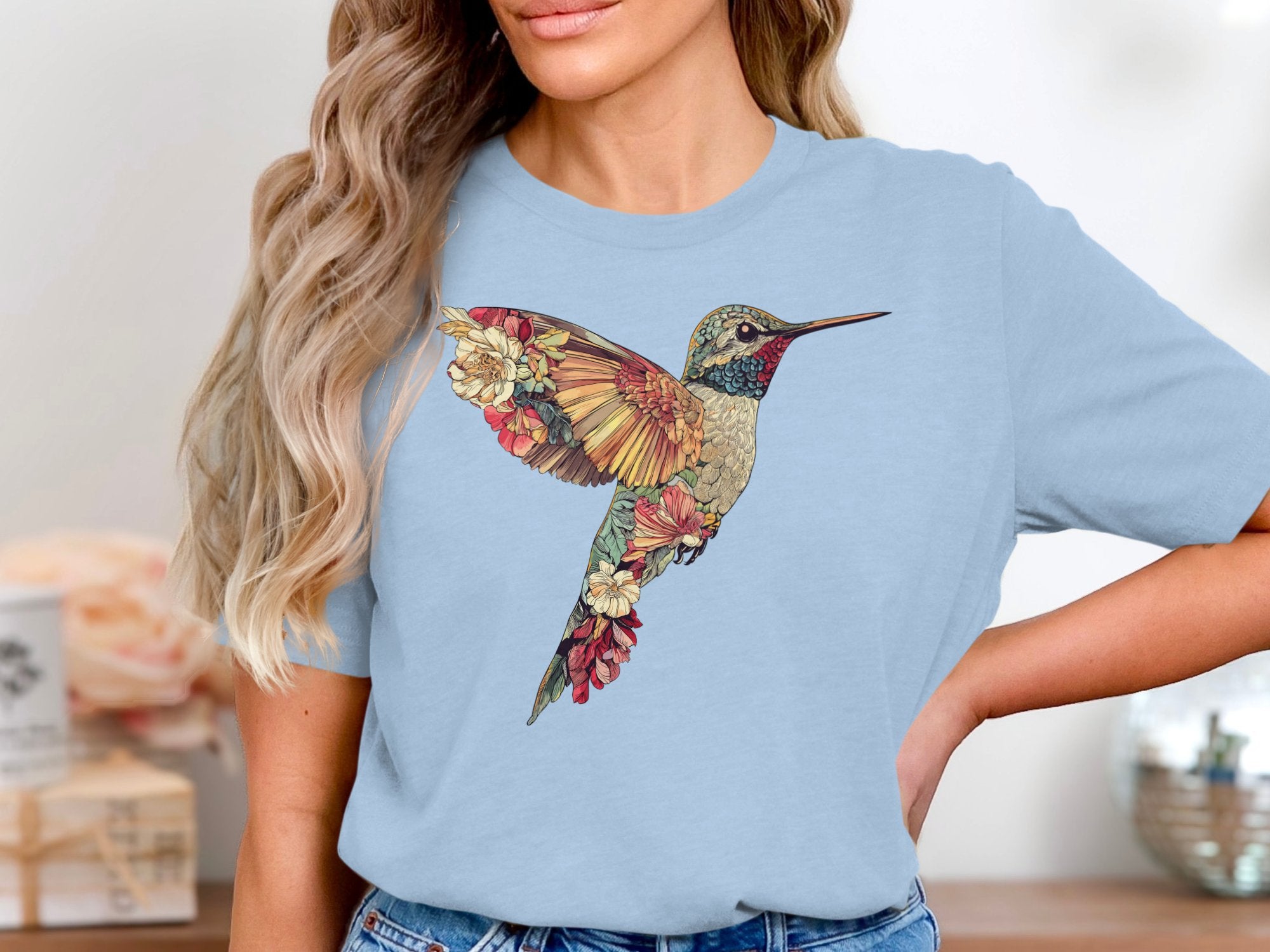 Beautiful Floral Hummingbird Design T-Shirt product type