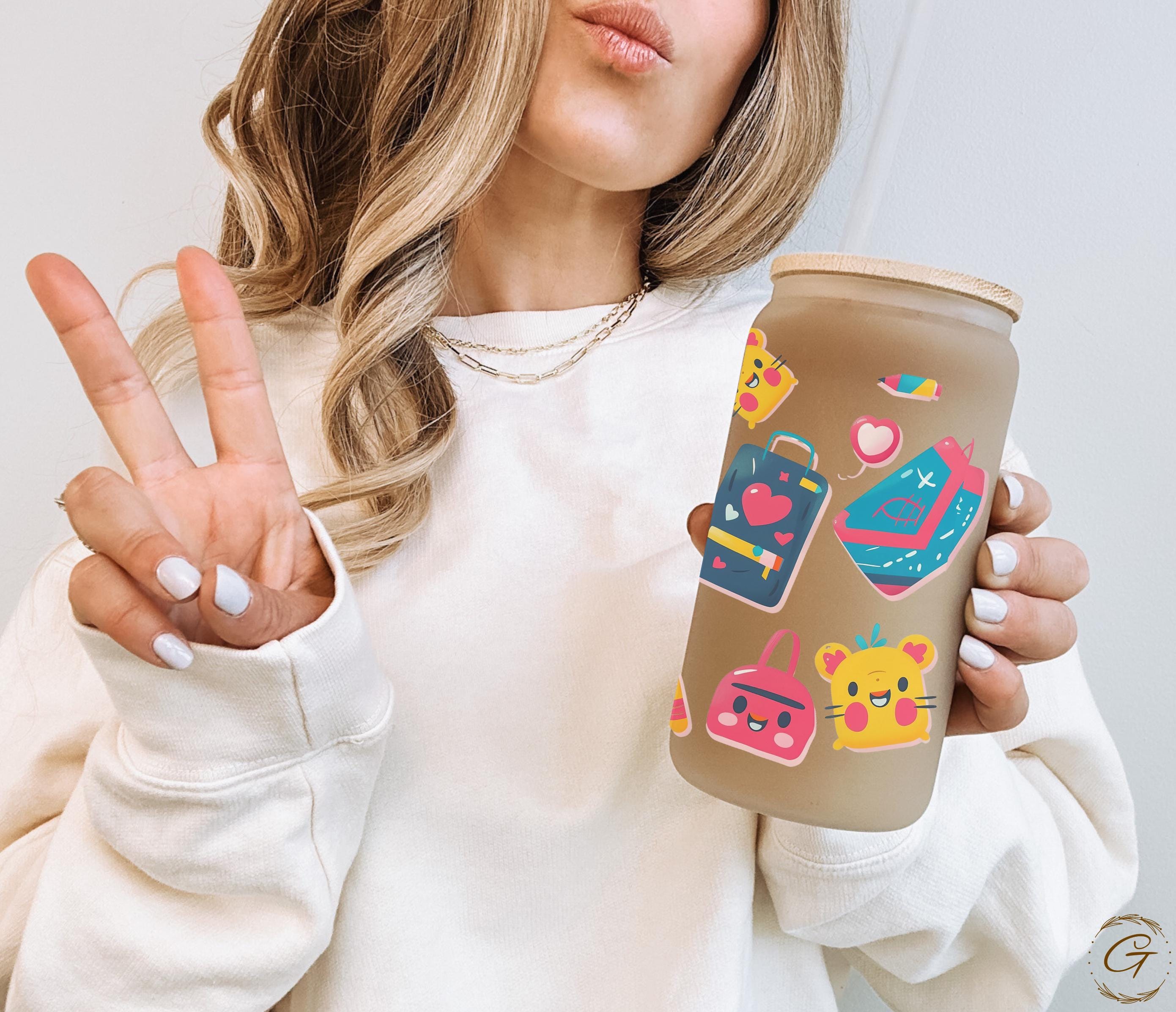 Cute Kawaii Pattern Frosted Glass Cup