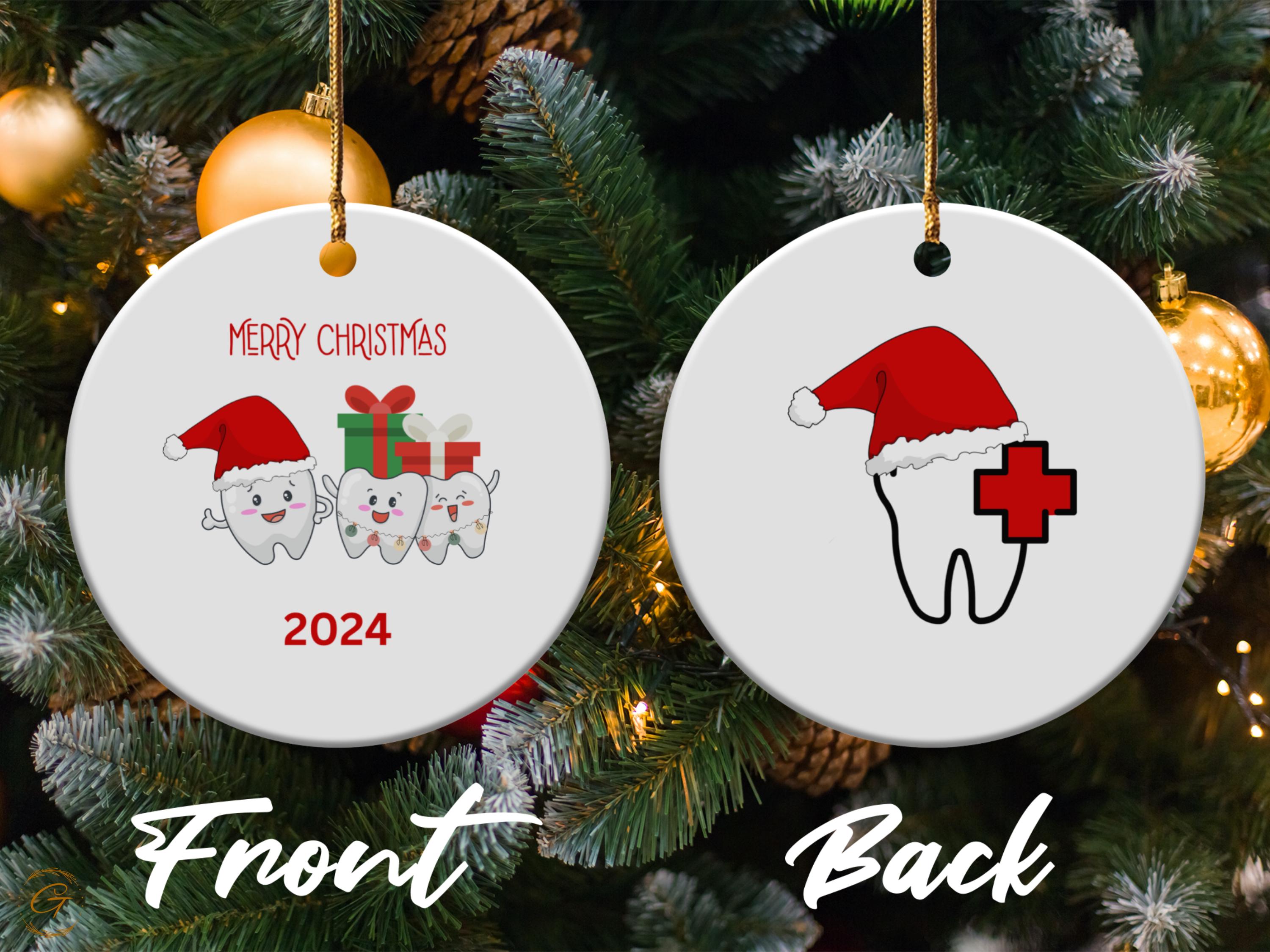 Dentist Christmas 2024 Ornaments, Cute Tooth Family Xmas Ornament