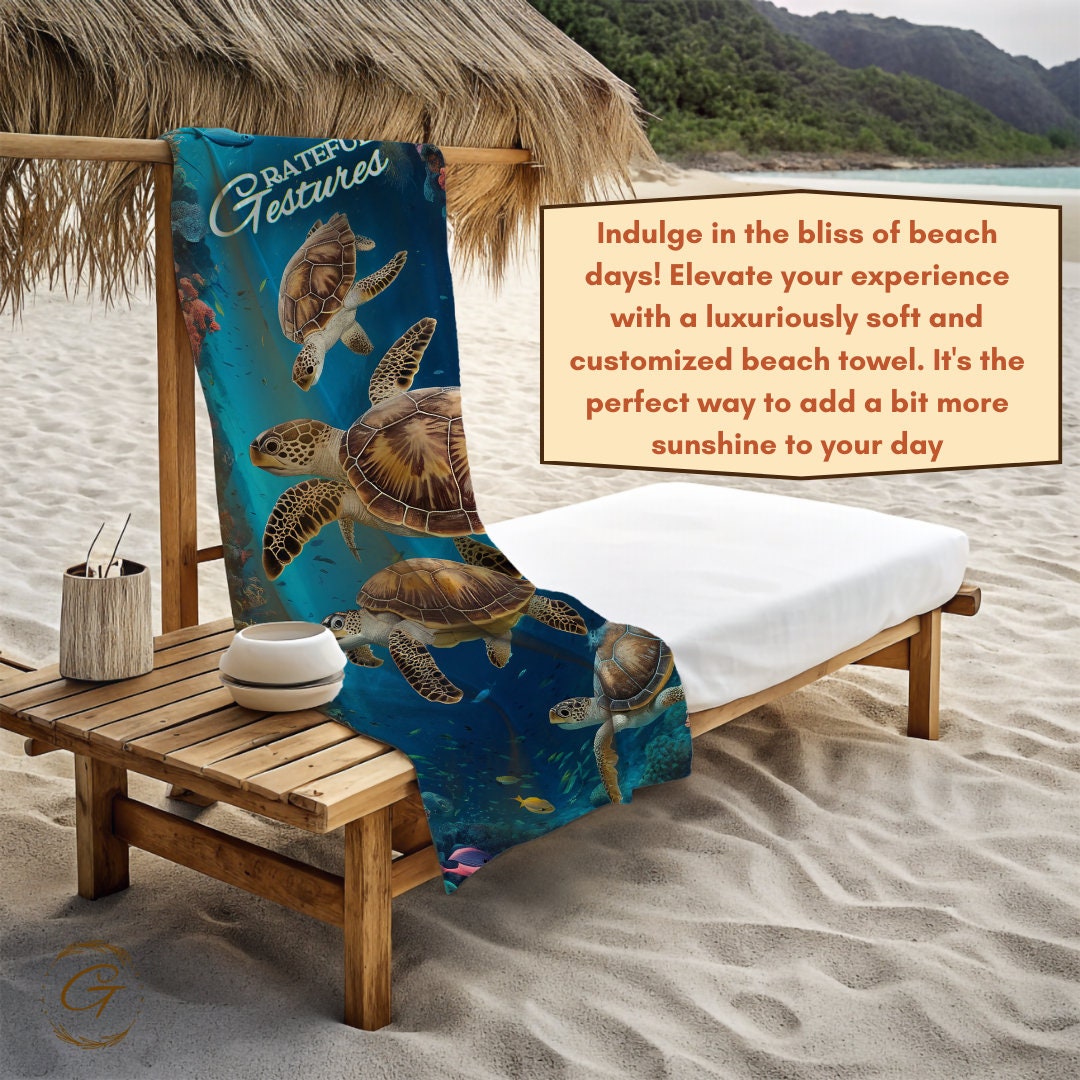 Colorful Under Water Turtles Beach Towel
