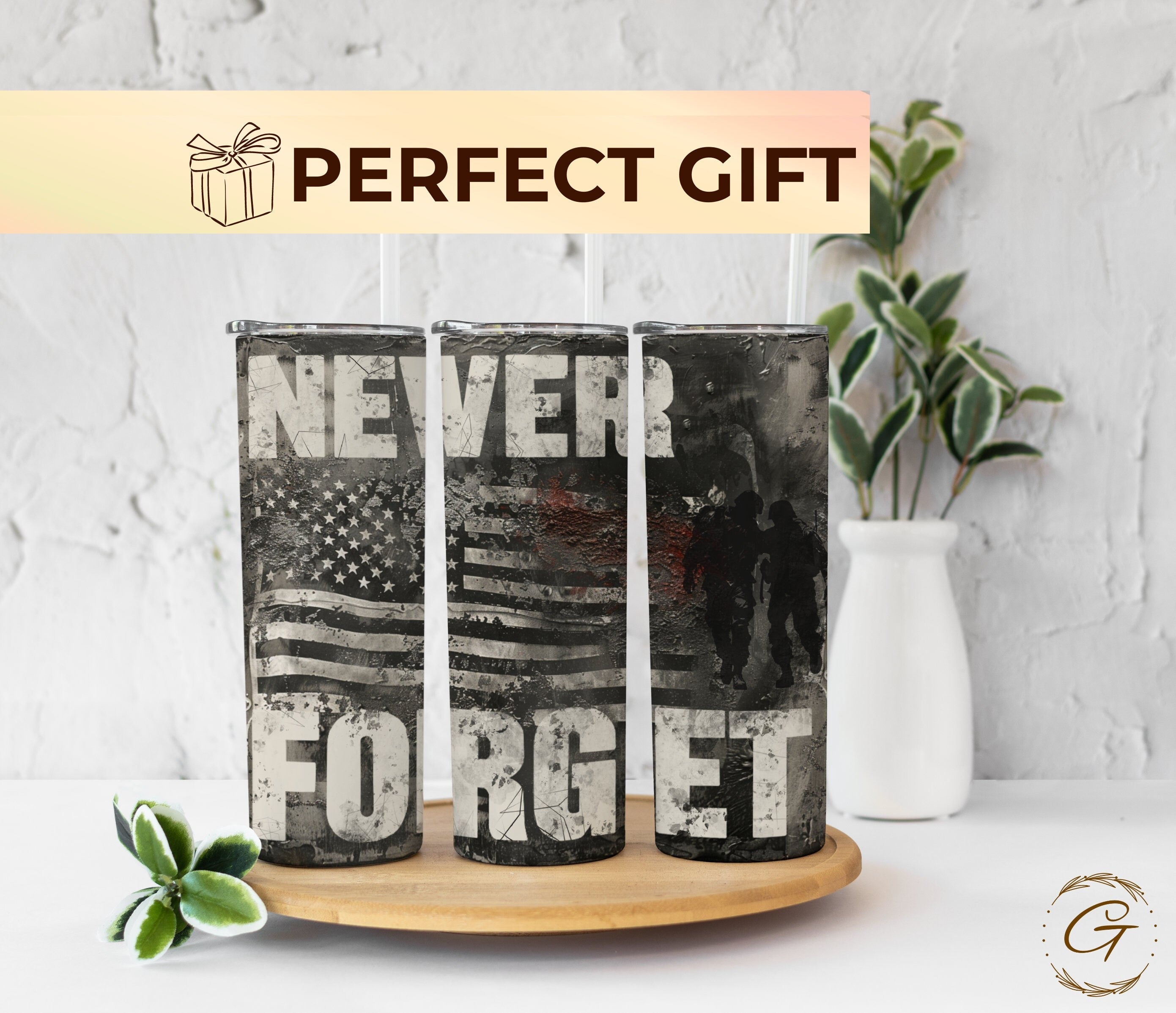 Never Forget Memorial Day Skinny Tumbler 20 oz
