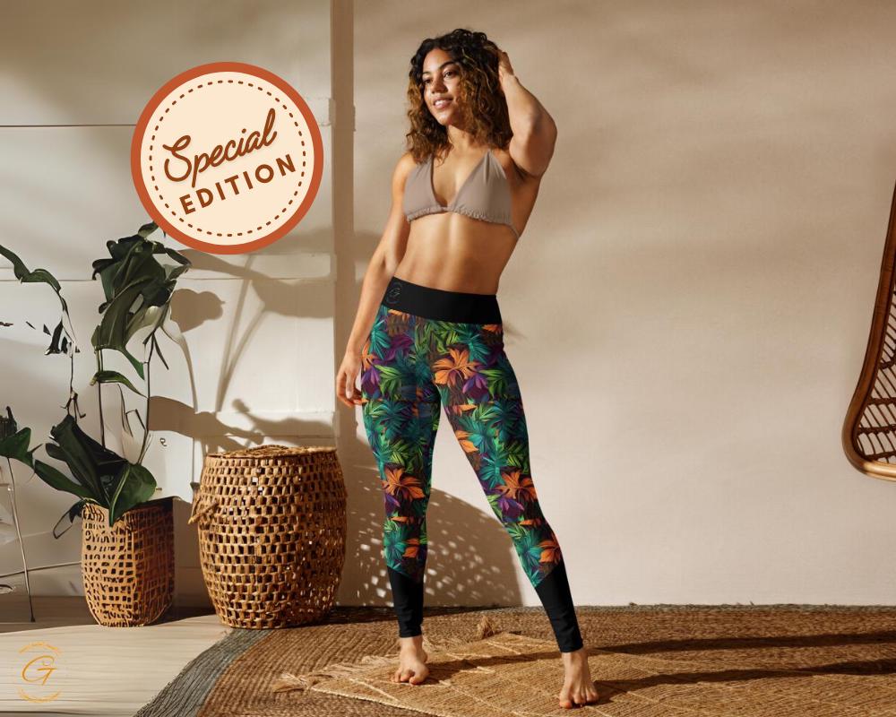 Serene Botanical Pastel Yoga Leggings and Shorts