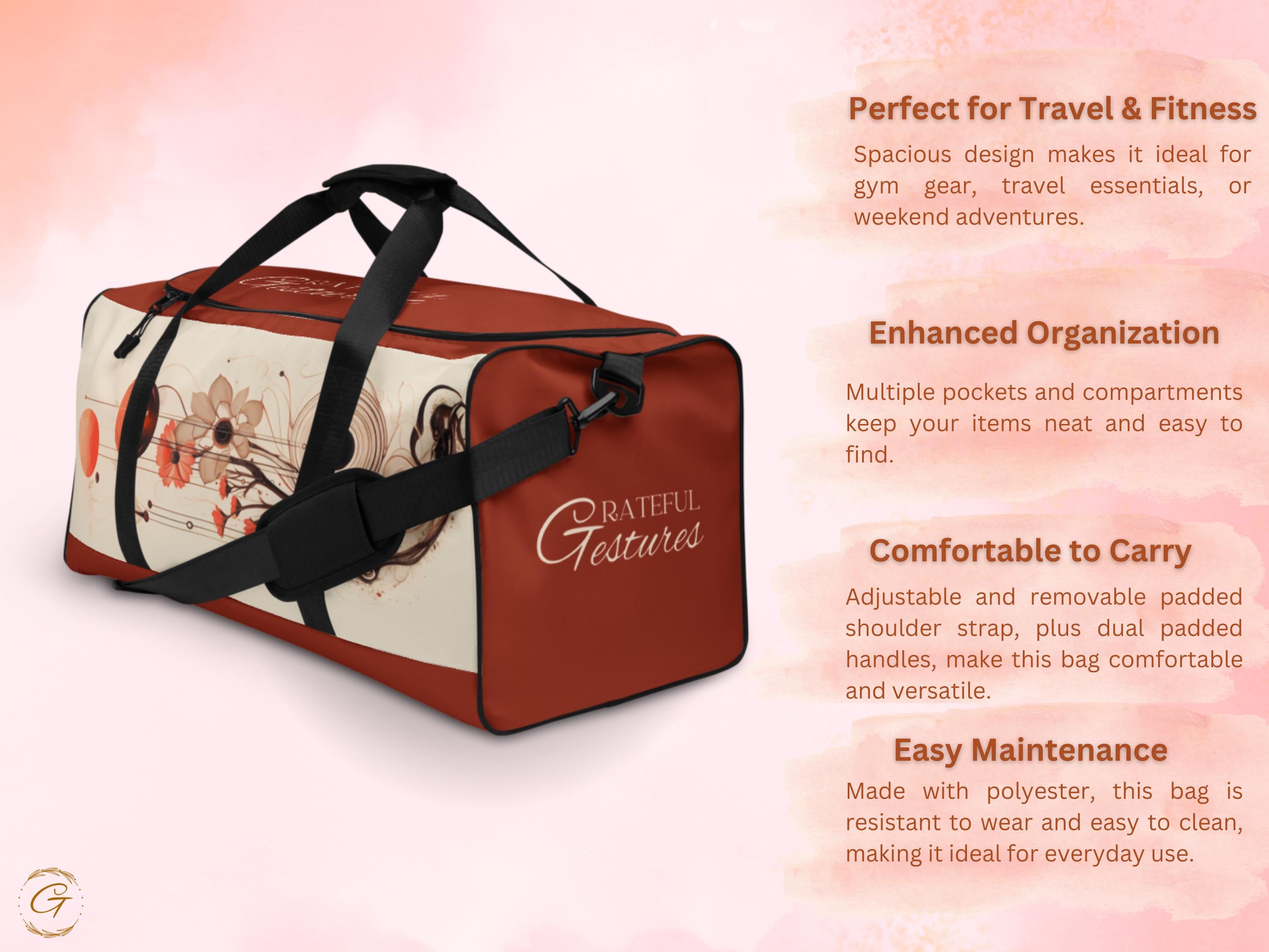 Floral Abstract Gym Duffel Bag -Unique Sports Bag with Modern Artistic Design