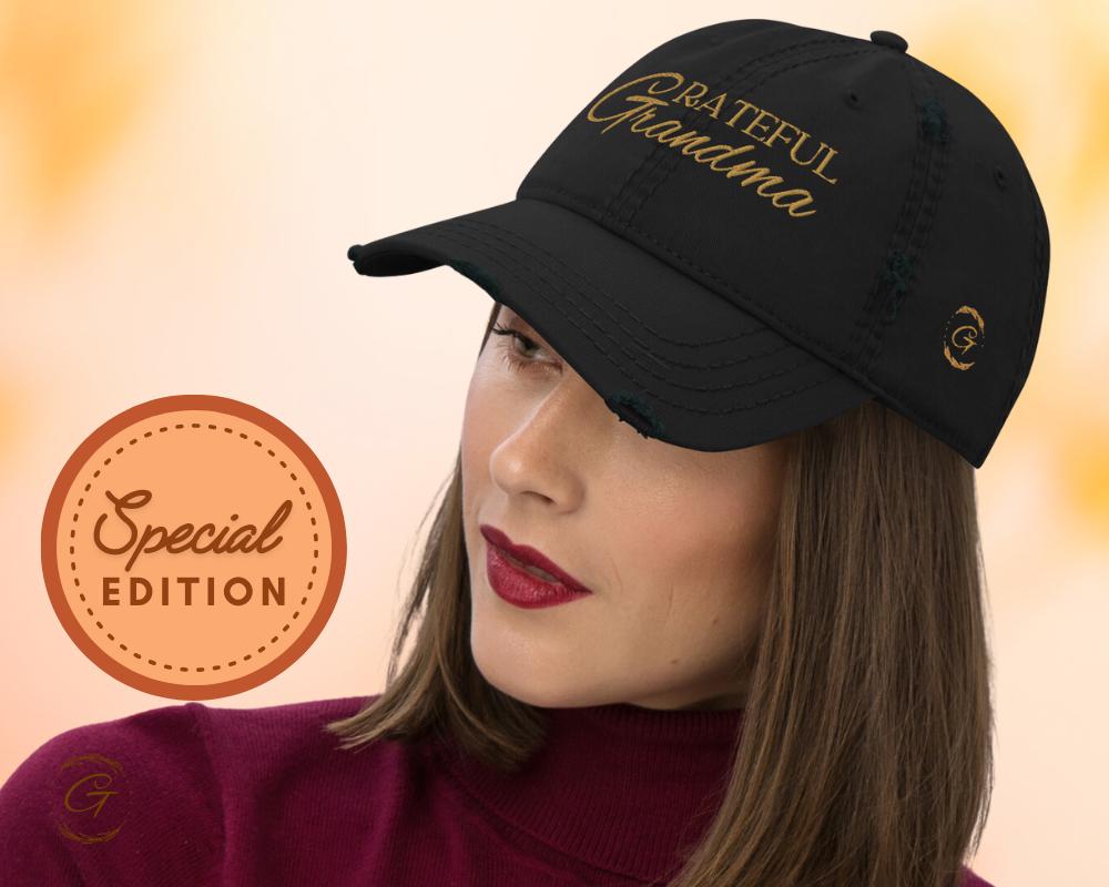 Grateful GRANDMA Bold Design Distressed Dad Hat
