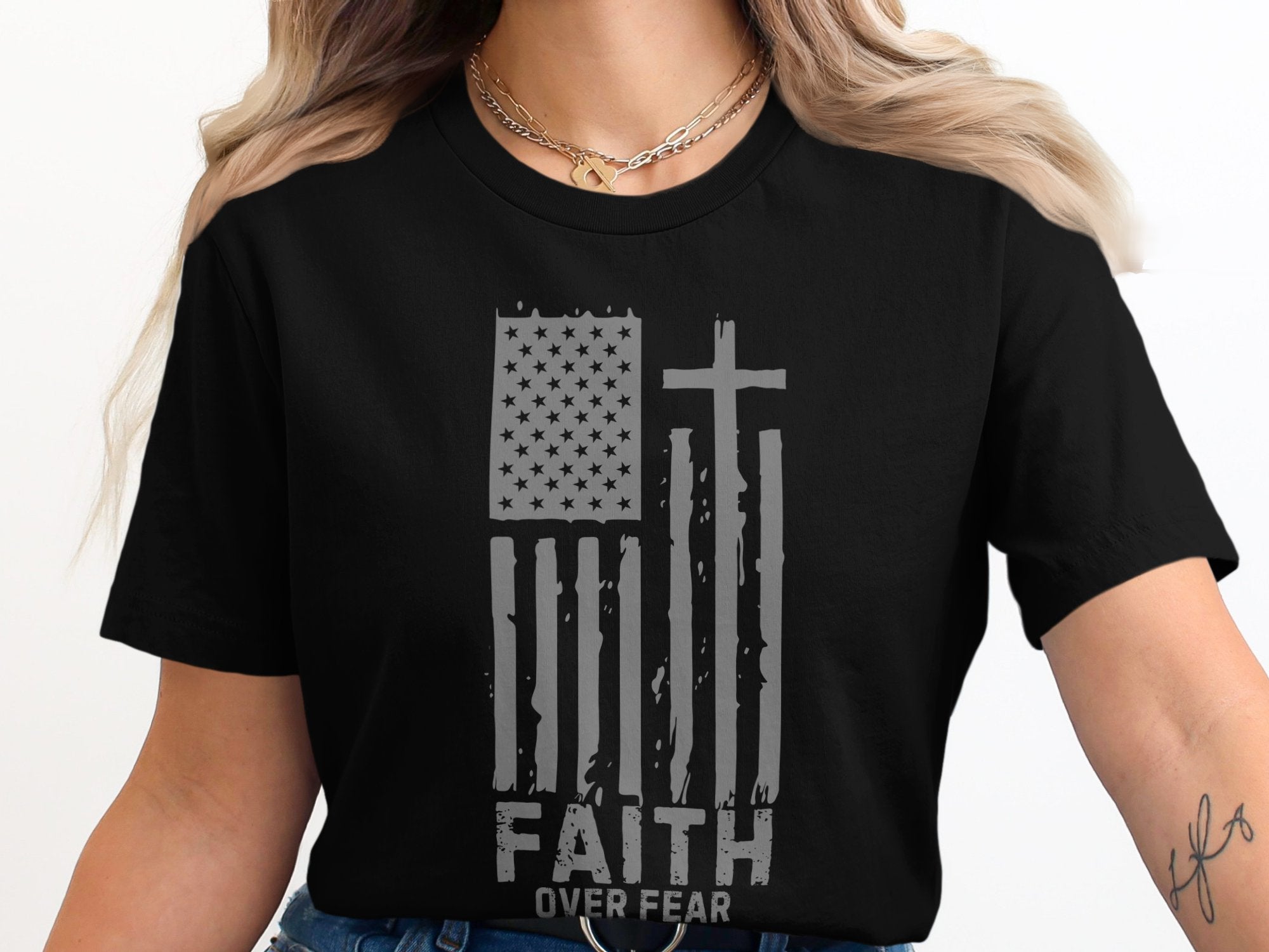 Faith Over Fear American Flag Faith Graphic T-shirt product