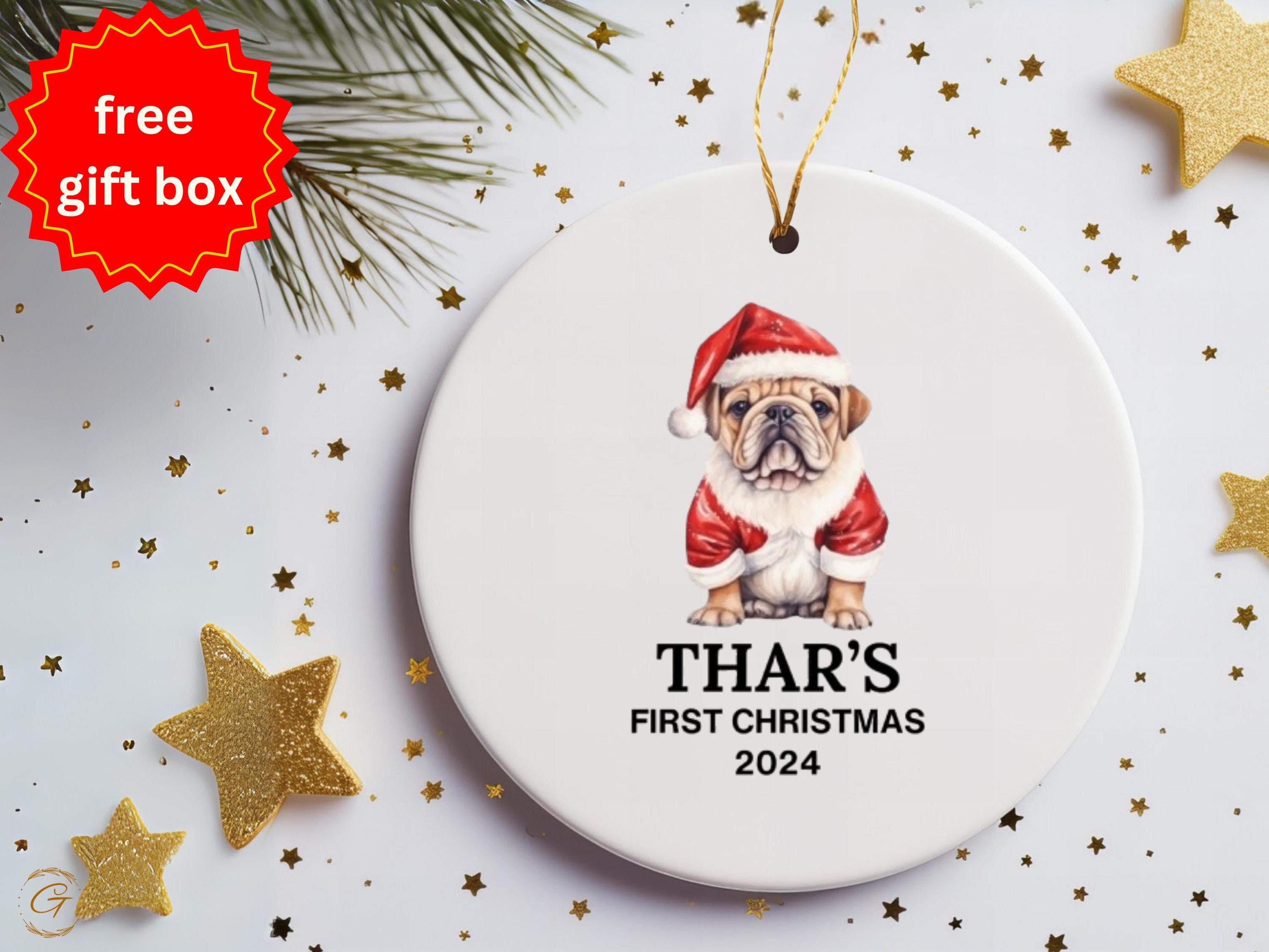 Personalized Bulldog Christmas Ornament, Custom Pet Holiday Decor,First Christmas Keepsake 2024, Unique Gift for Dog Lover, Holiday Keepsake