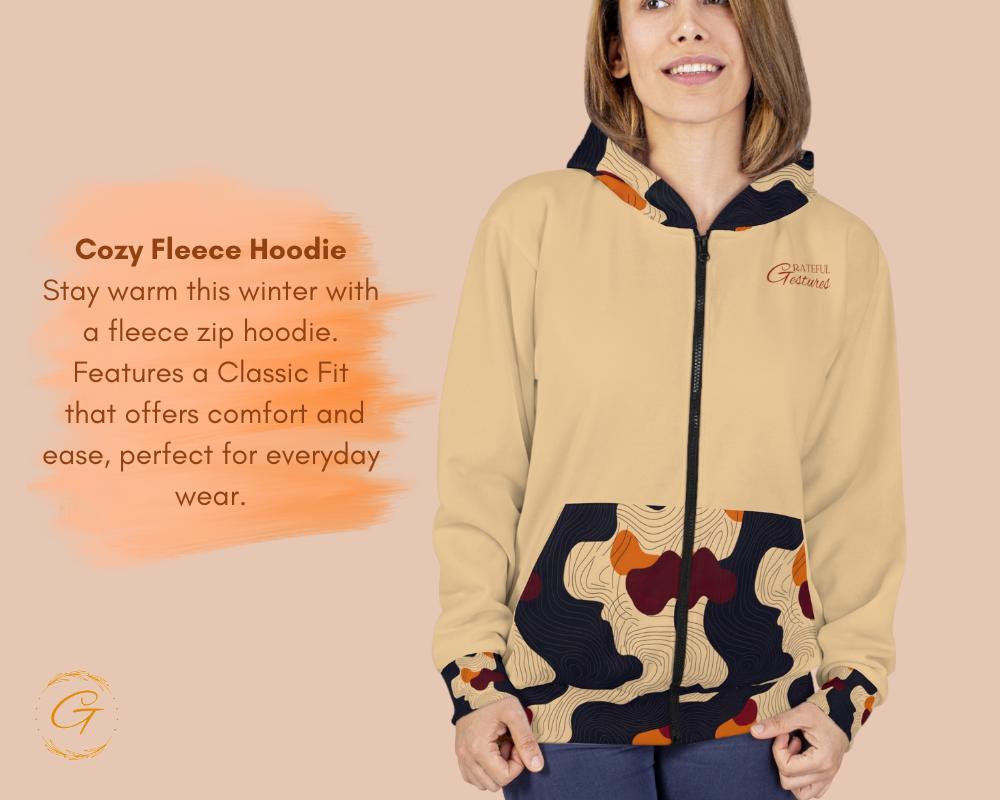 Wave Lines Design Unisex Zip Hoodie All-Over Print