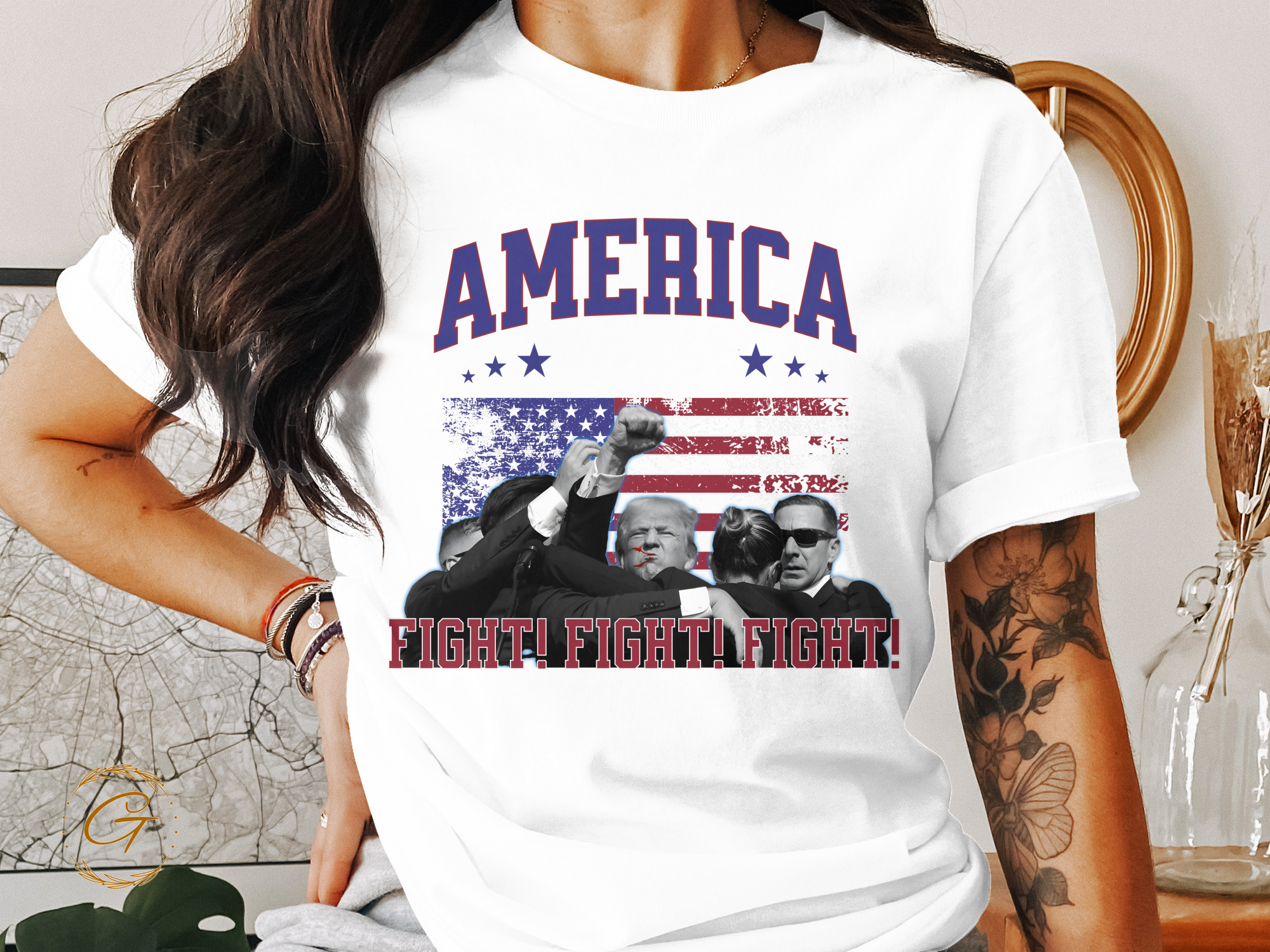 America Fight Fight Fight Trump Graphic Tee - Patriotic Trump Shirt