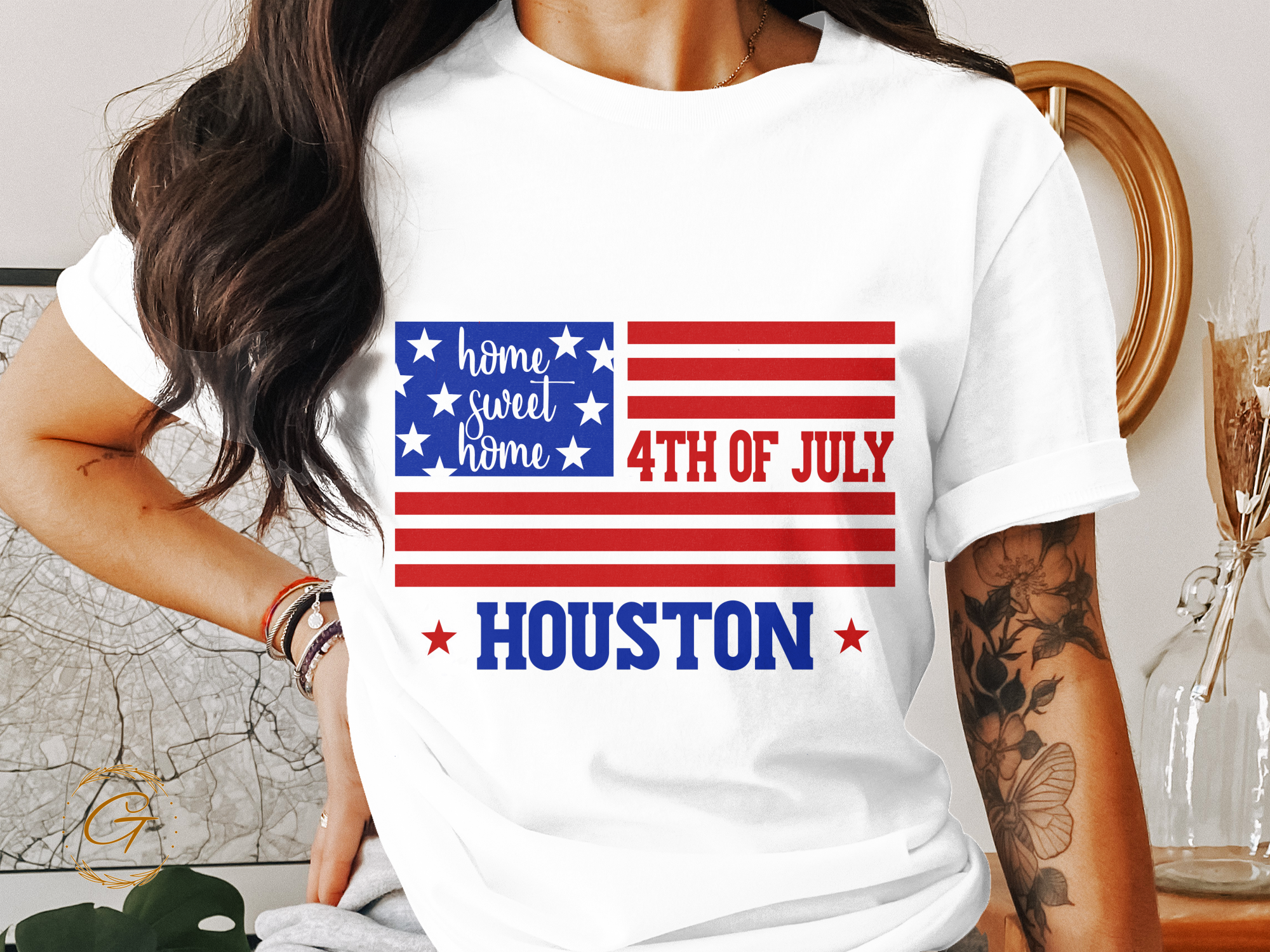 Home Sweet Home 4th of July T-Shirt – Patriotic American Flag Graphic Tee