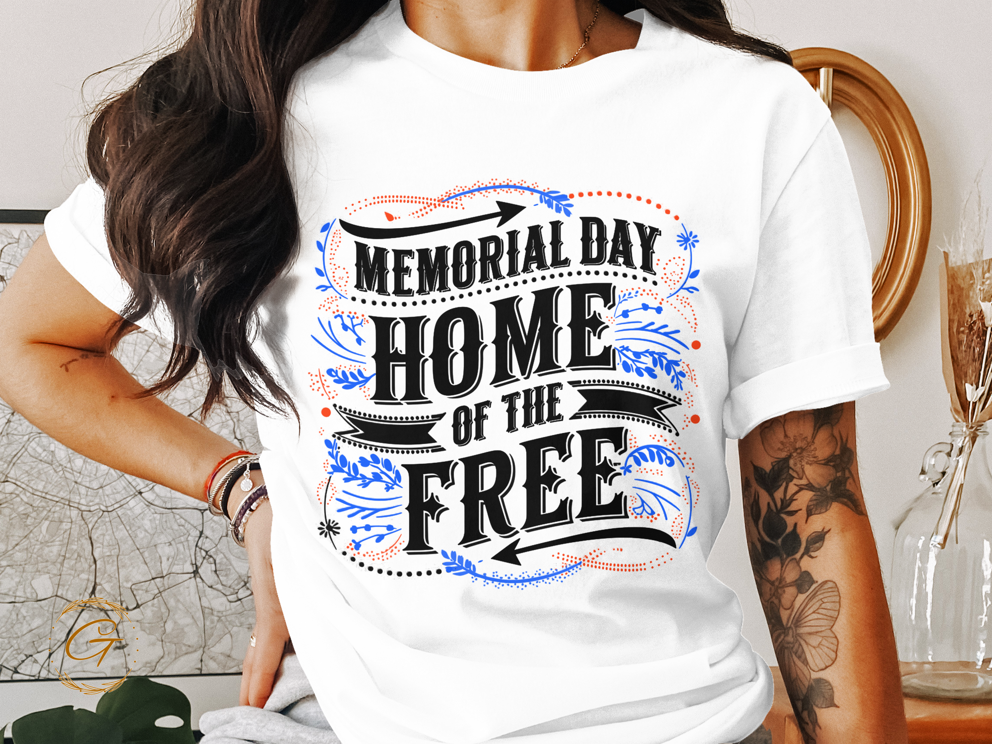 Memorial Day "Home of the Free" T-Shirt – Patriotic American Flag Graphic Tee