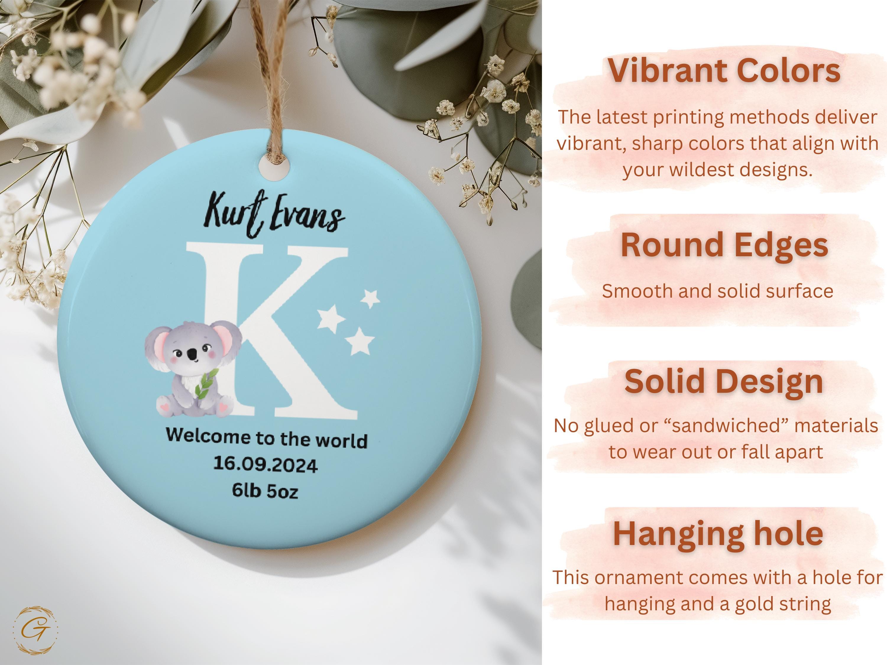 Personalized Baby Koala Ornament, Nursery Decor