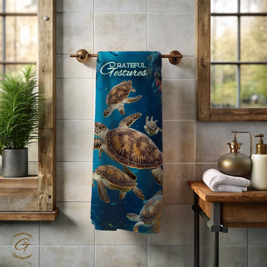 Colorful Under Water Turtles Beach Towel