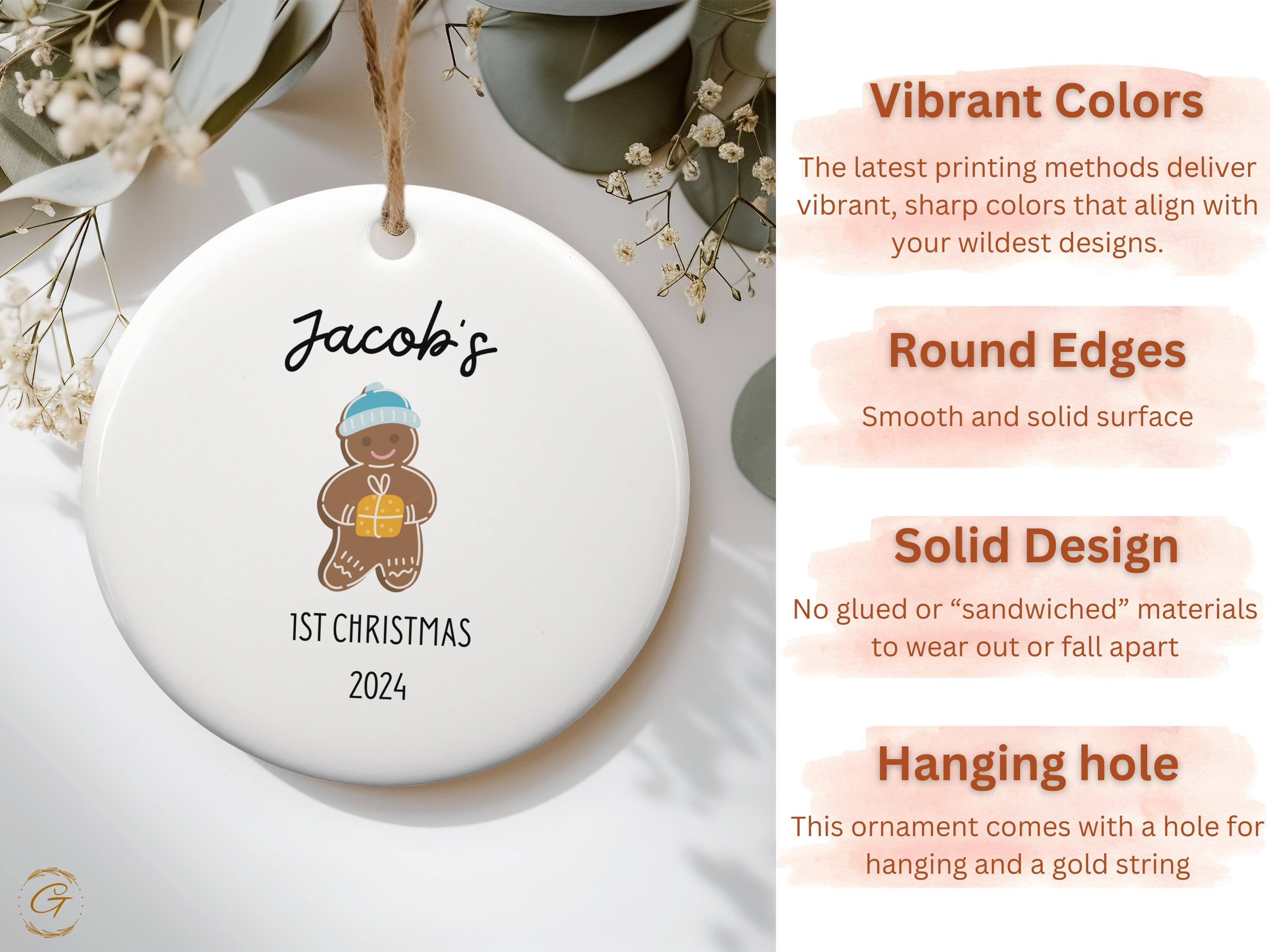 Personalized Gingerbread Newborn Baby Christmas Ornament